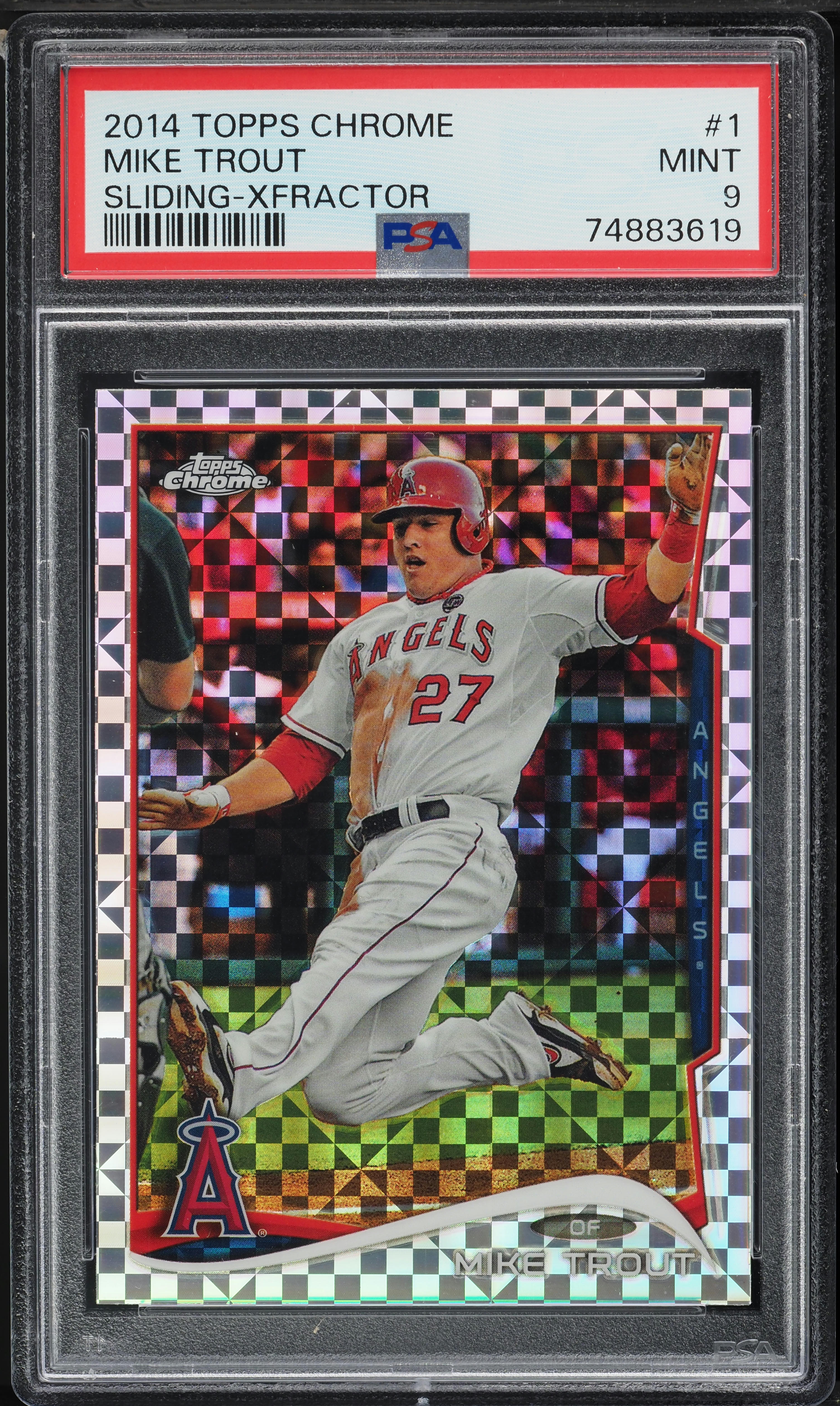 2014 Topps Chrome Sliding Xfractor Mike Trout #1 PSA 9 MINT on