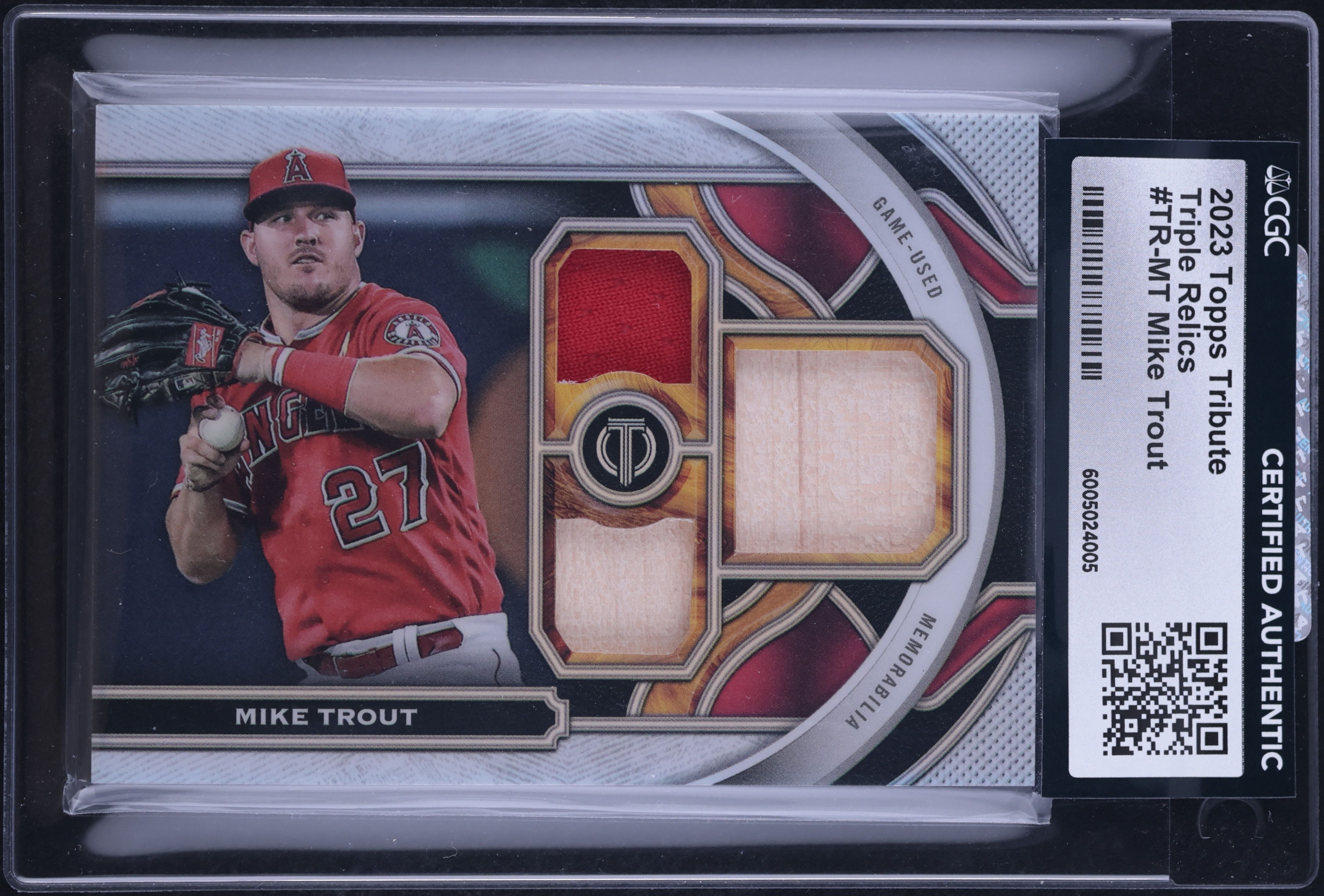2023 TOPPS TRIBUT マイク・トラウト 199シリアル 2023 Topps Tribute Triple Mike Trout PATCH /199 #TR-MT CGC AUTH on