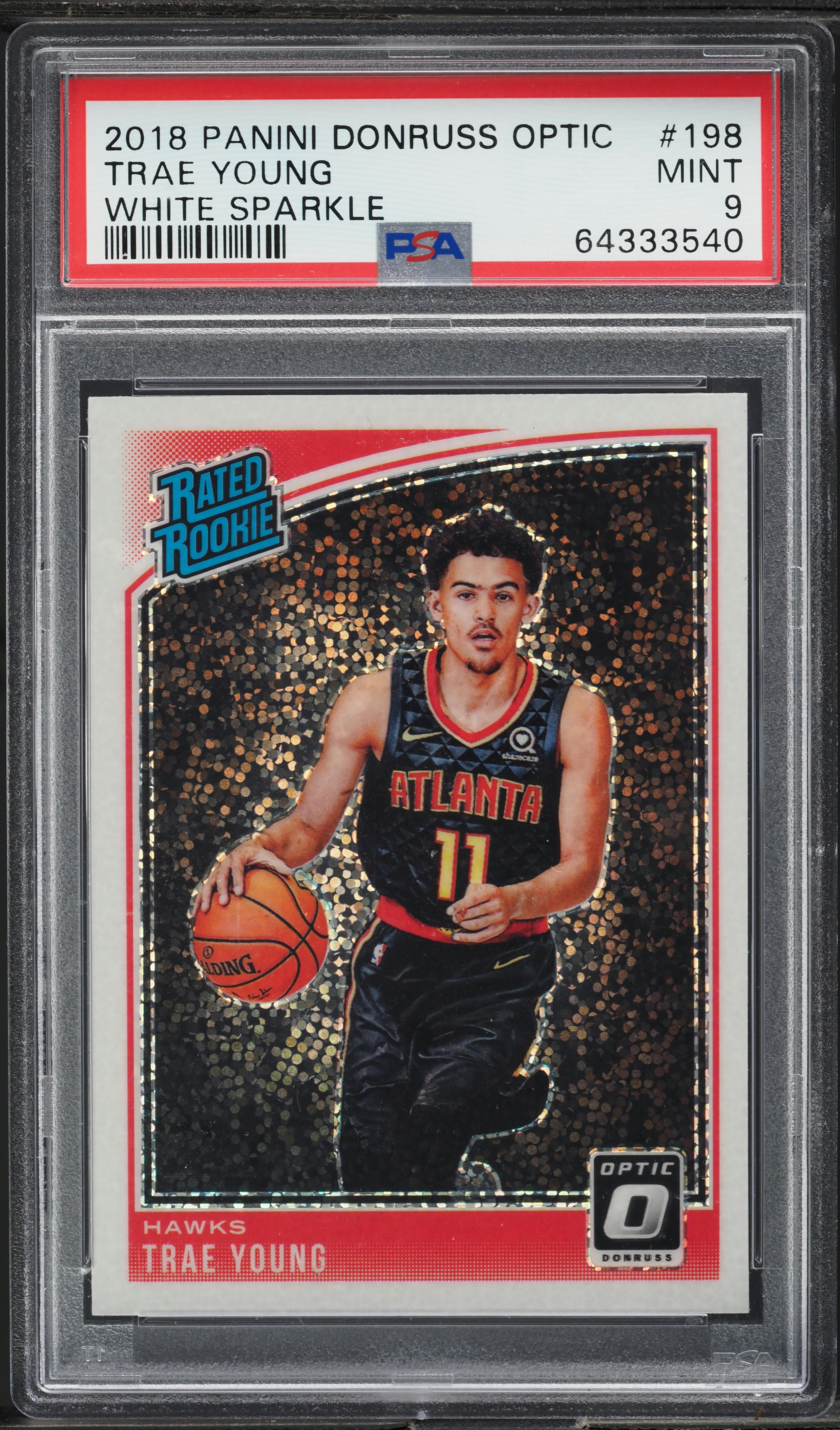 2018 Donruss Optic White Sparkle Trae Young ROOKIE #198 PSA 9 MINT