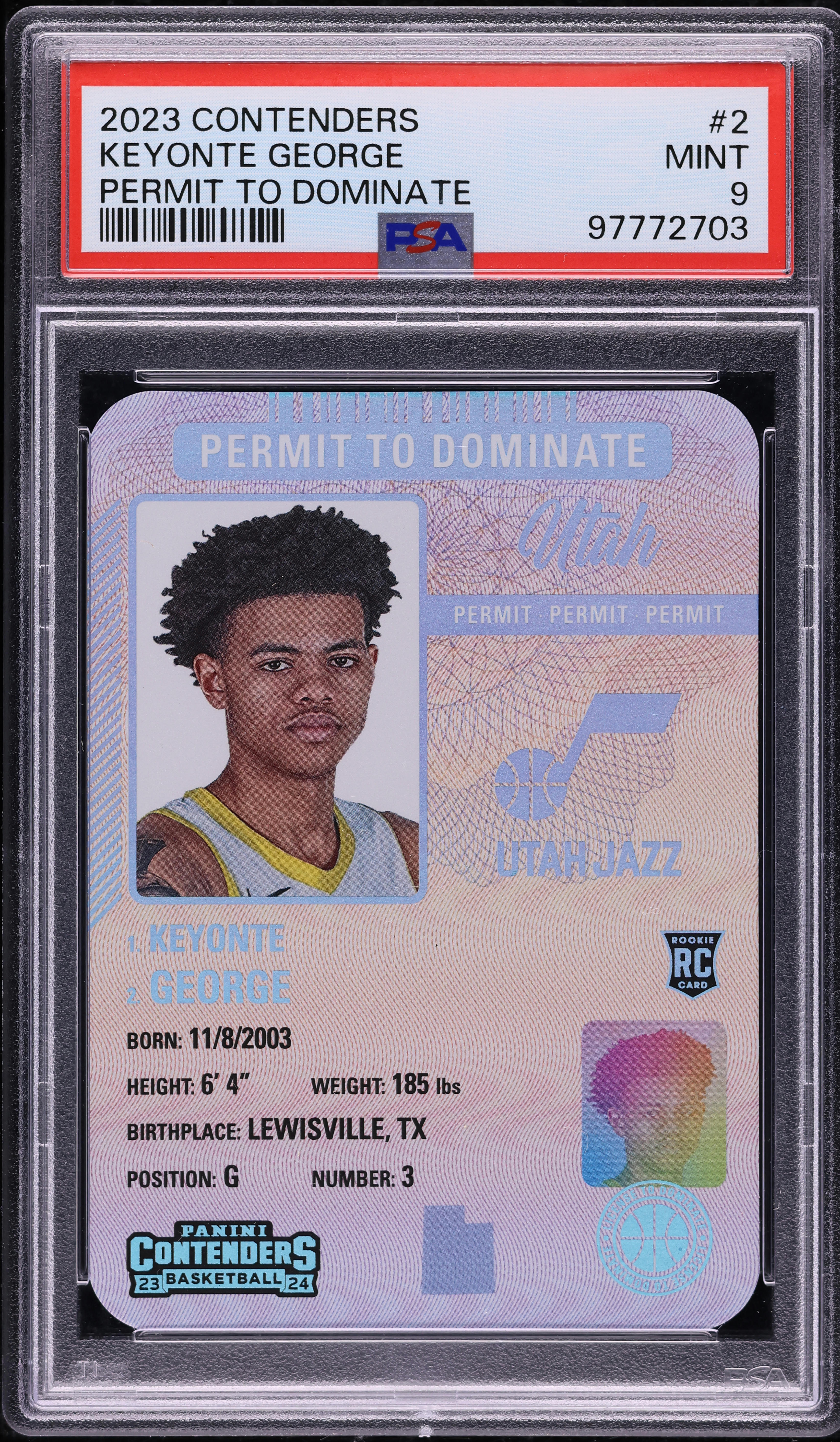 2023 Panini Contenders Permit To Dominate Keyonte George ROOKIE #2 