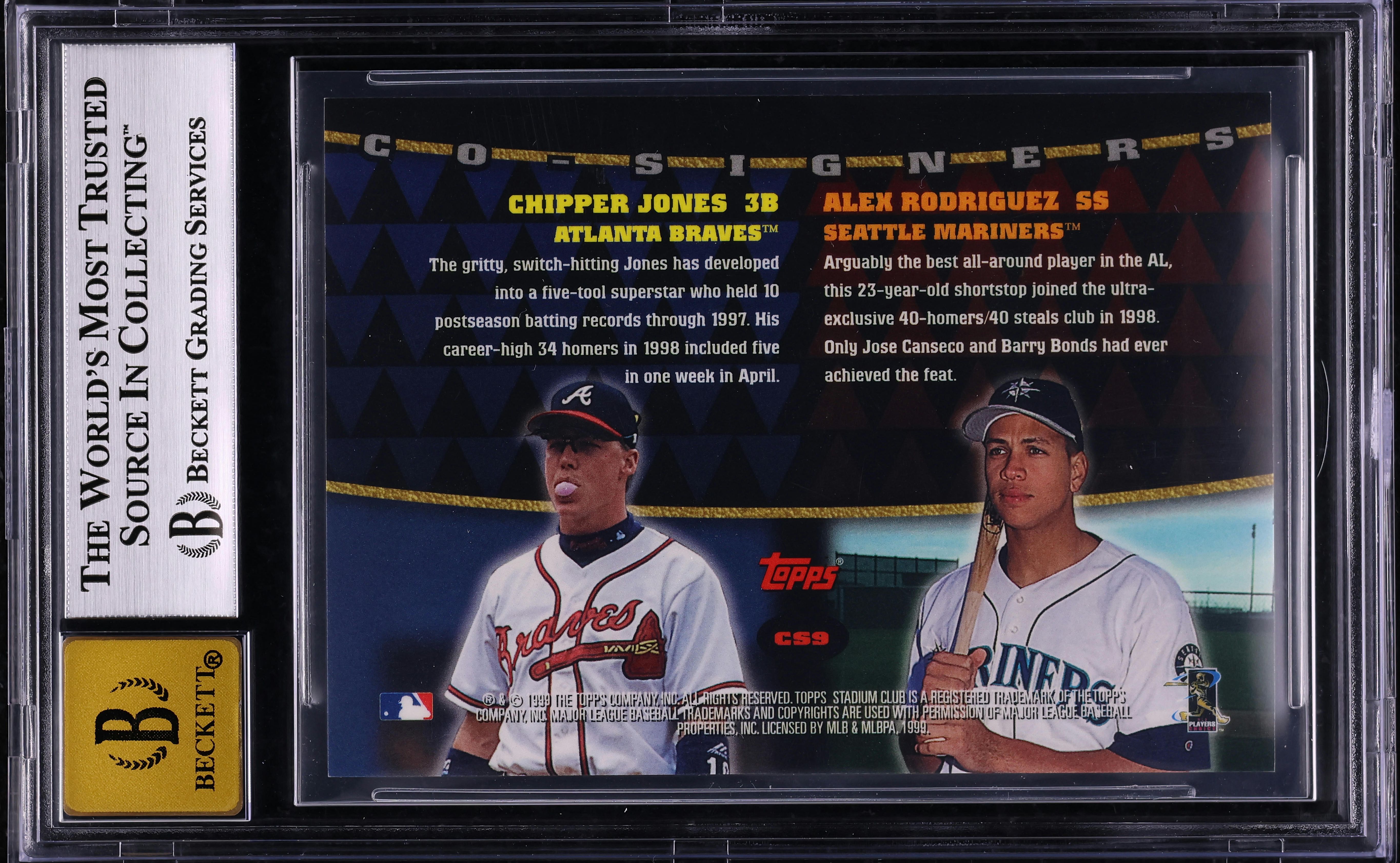 1999 Stadium Club Co-Signers Alex Rodriguez Chipper Jones AUTO