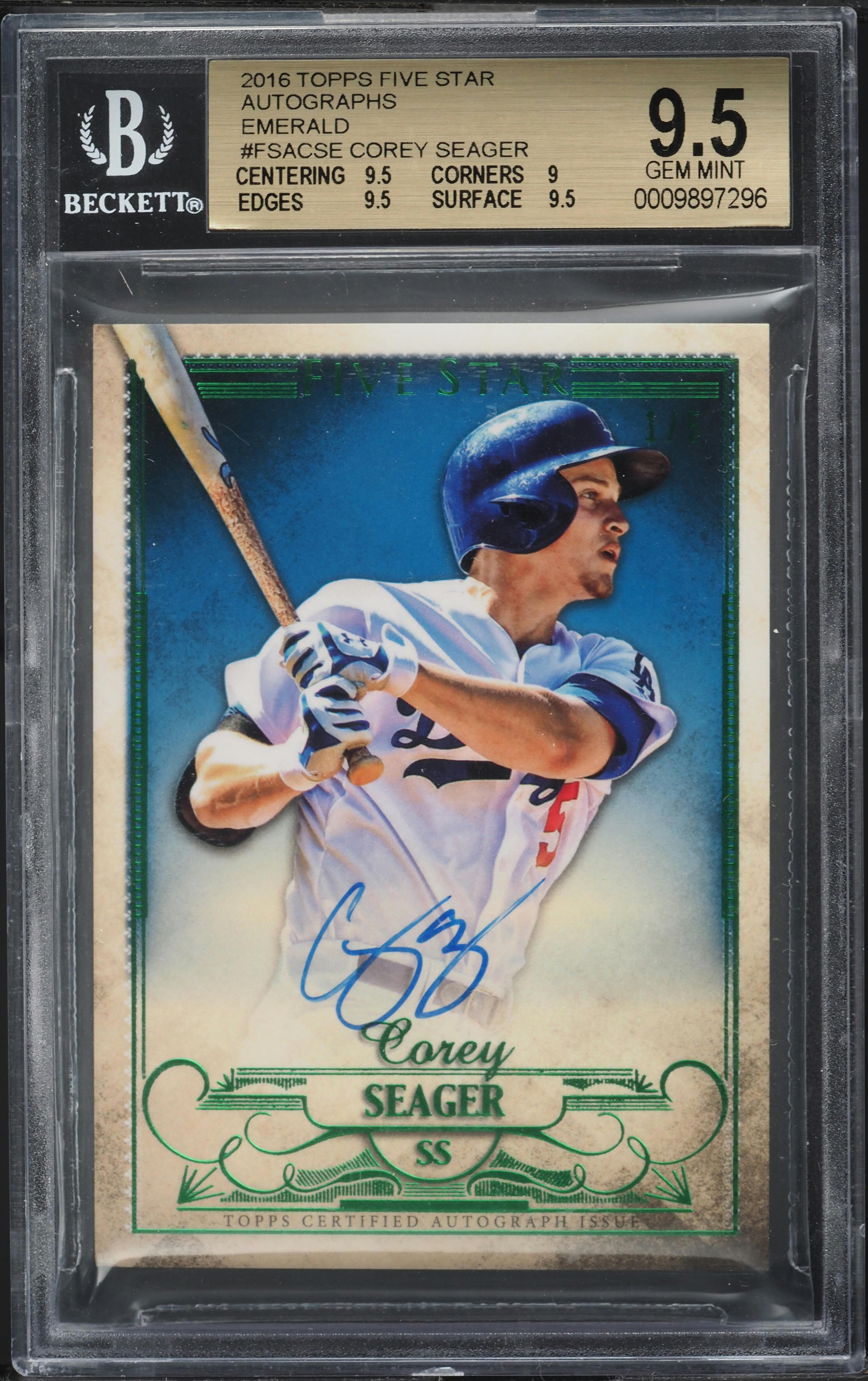 2016 Topps Five Star Emerald Corey Seager ROOKIE AUTO 1/5 #FSA-CSE