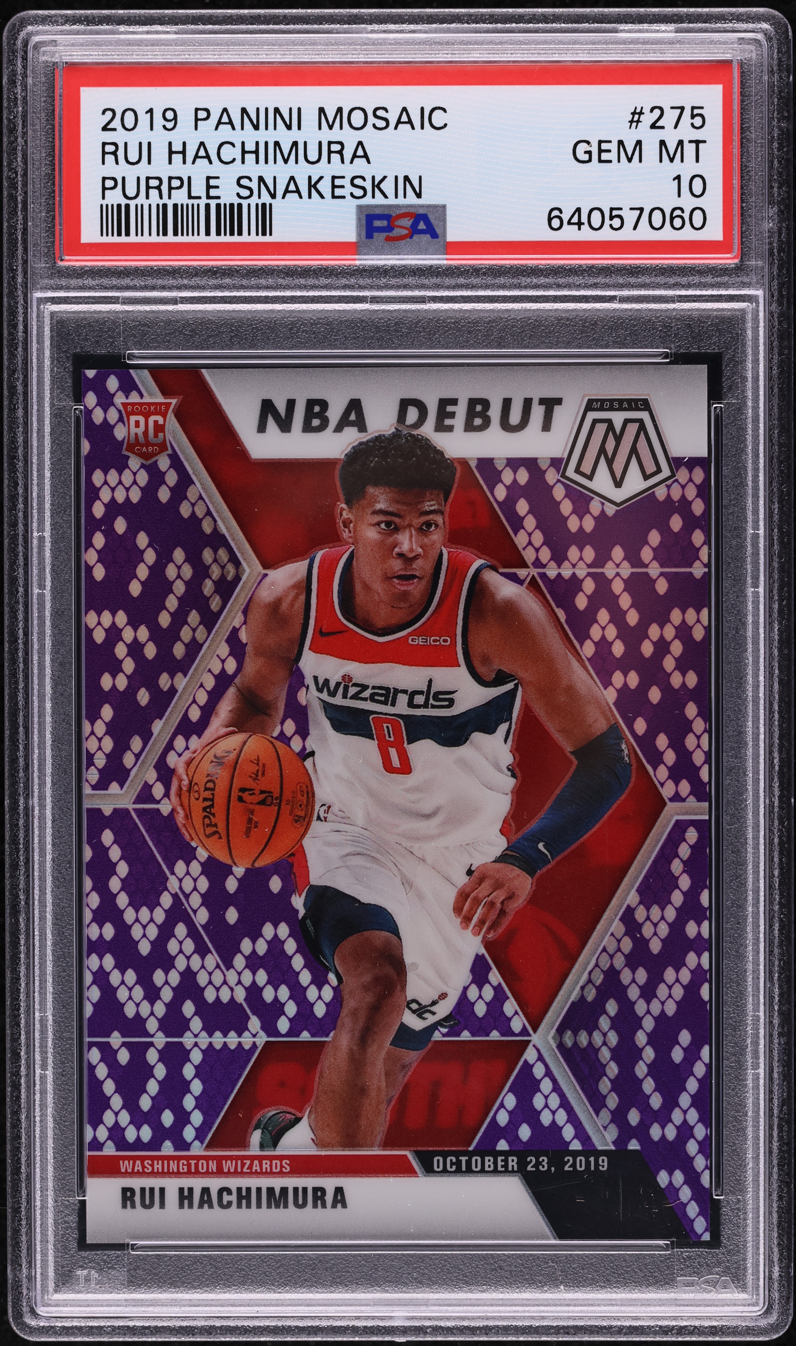 2019 Panini Mosaic Purple Snakeskin Rui Hachimura ROOKIE /25 #275