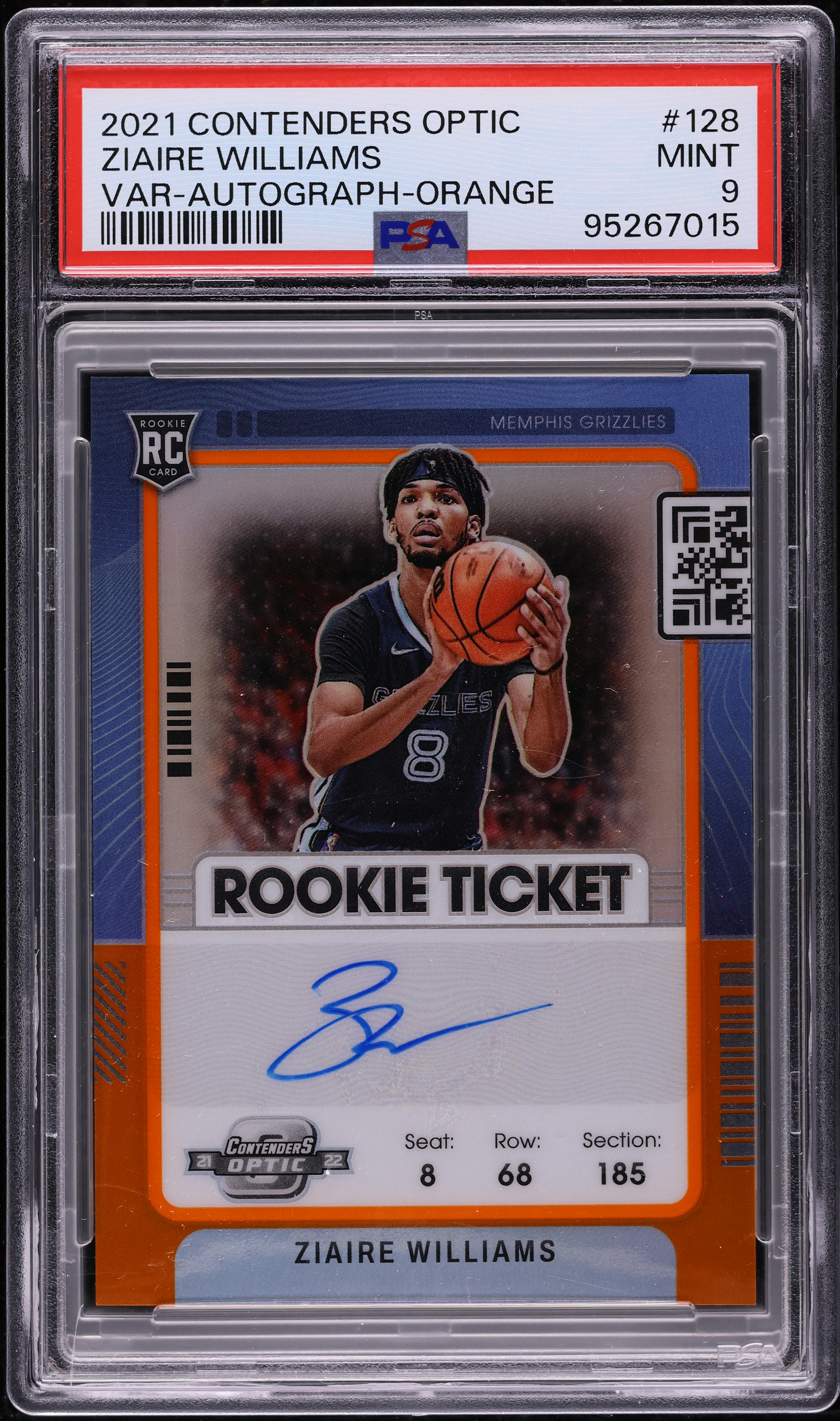 2021 Panini Contenders Optic Variation Orange Ziaire Williams RC