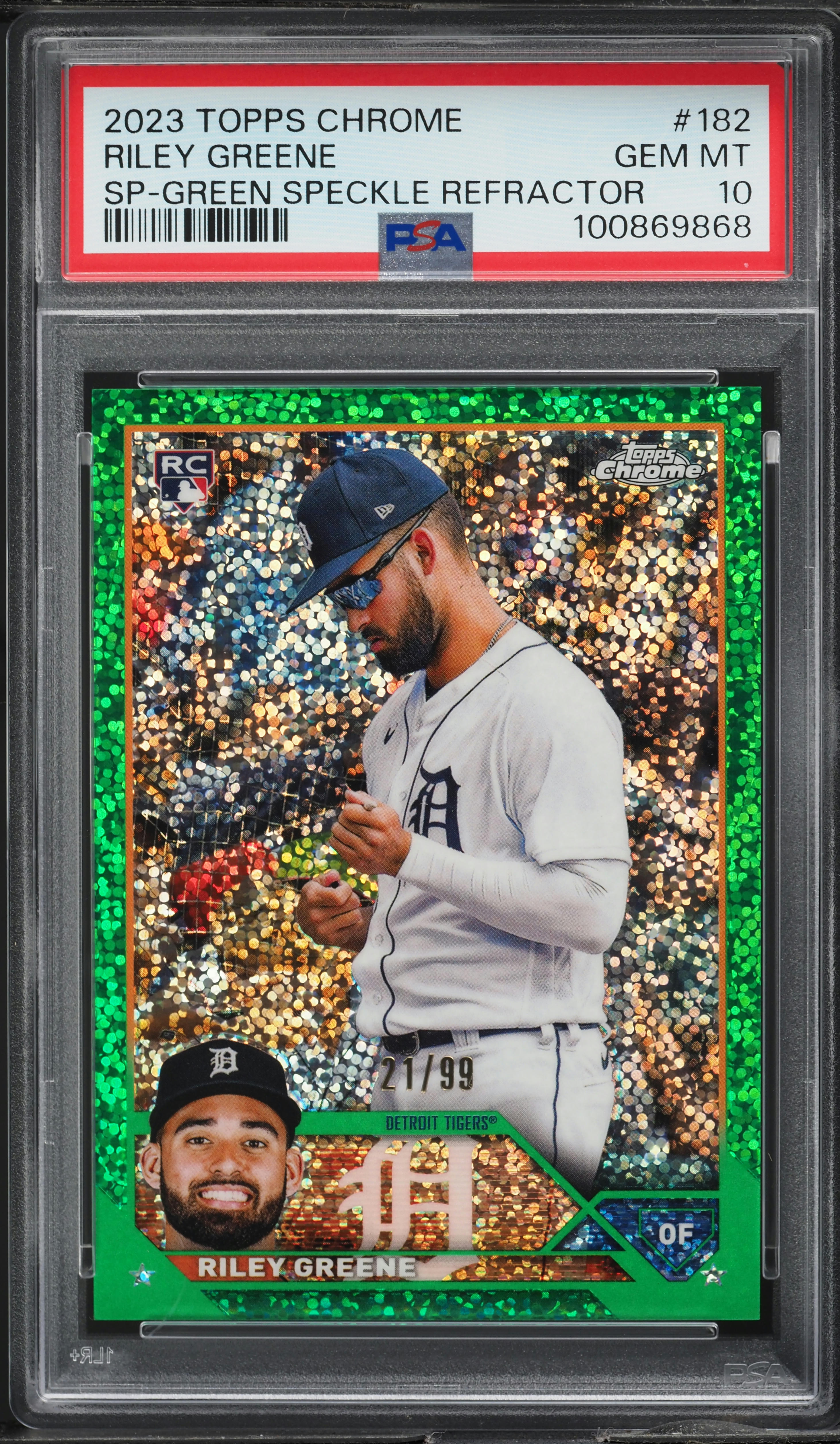 2023 Topps Chrome SP Green Speckle Refractor Riley Greene ROOKIE 
