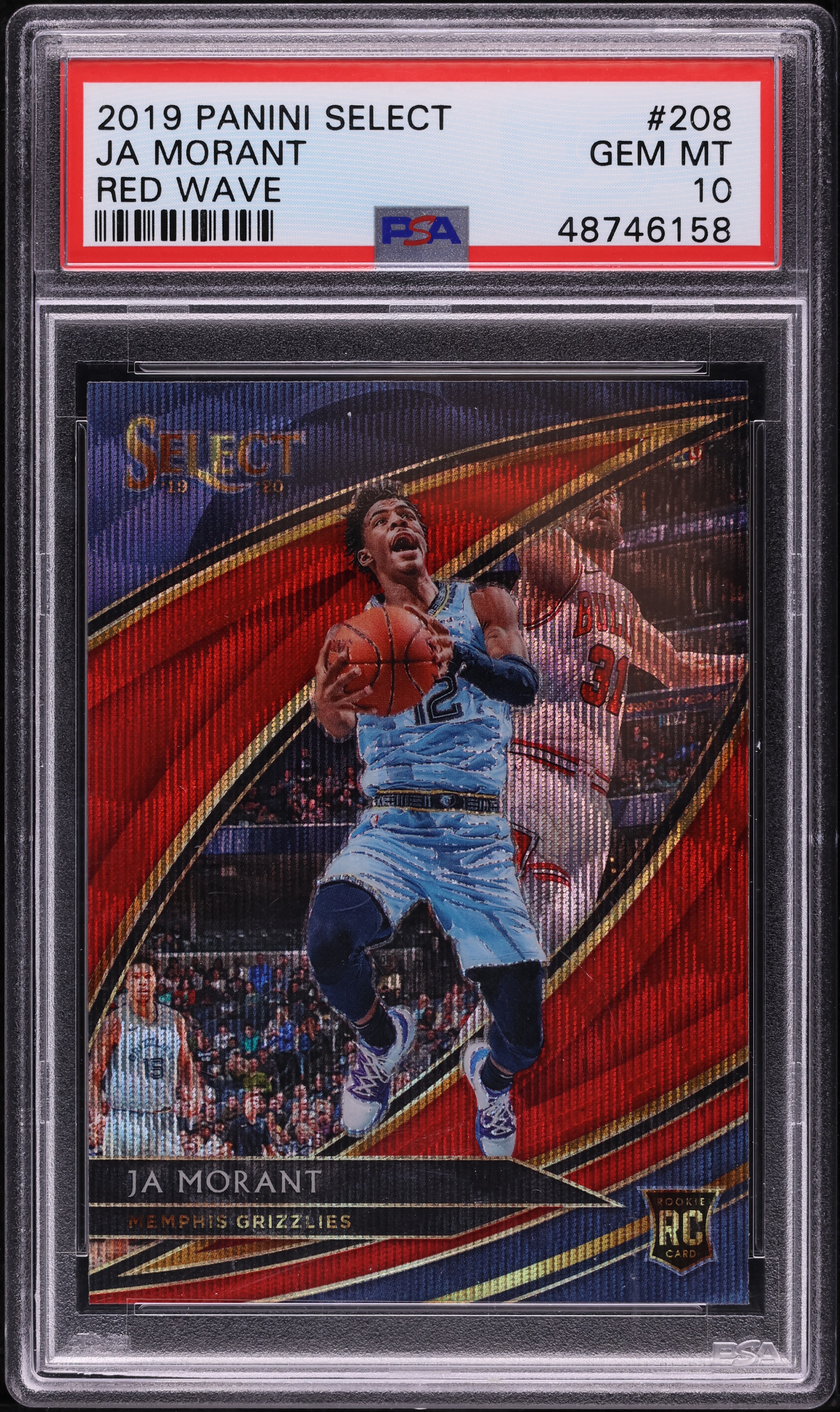 2019 Select Courtside Red Wave Ja Morant ROOKIE #208 PSA 10 GEM