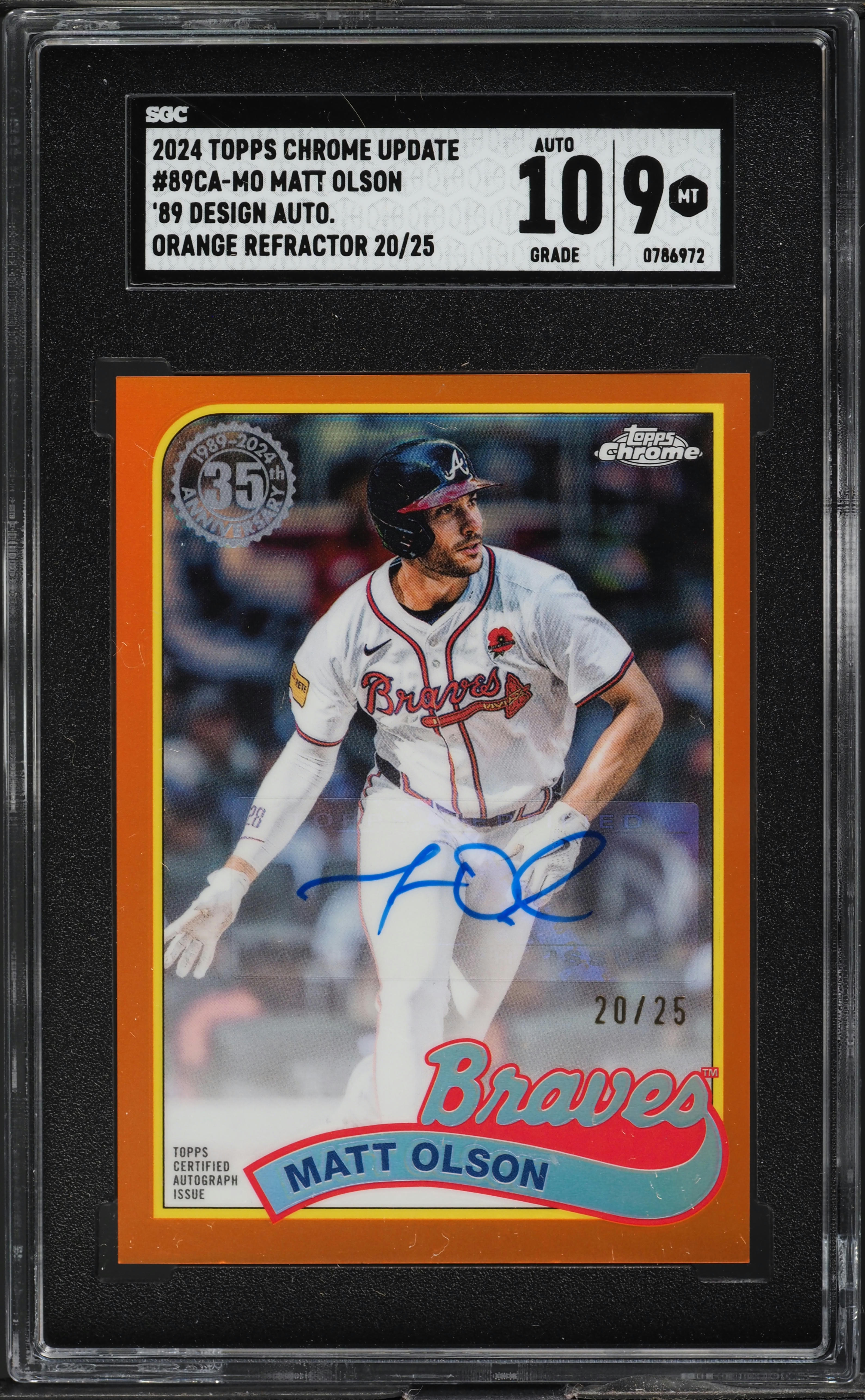 2024 Topps Chrome Update '89 Orange Refractor Matt Olson AUTO /25