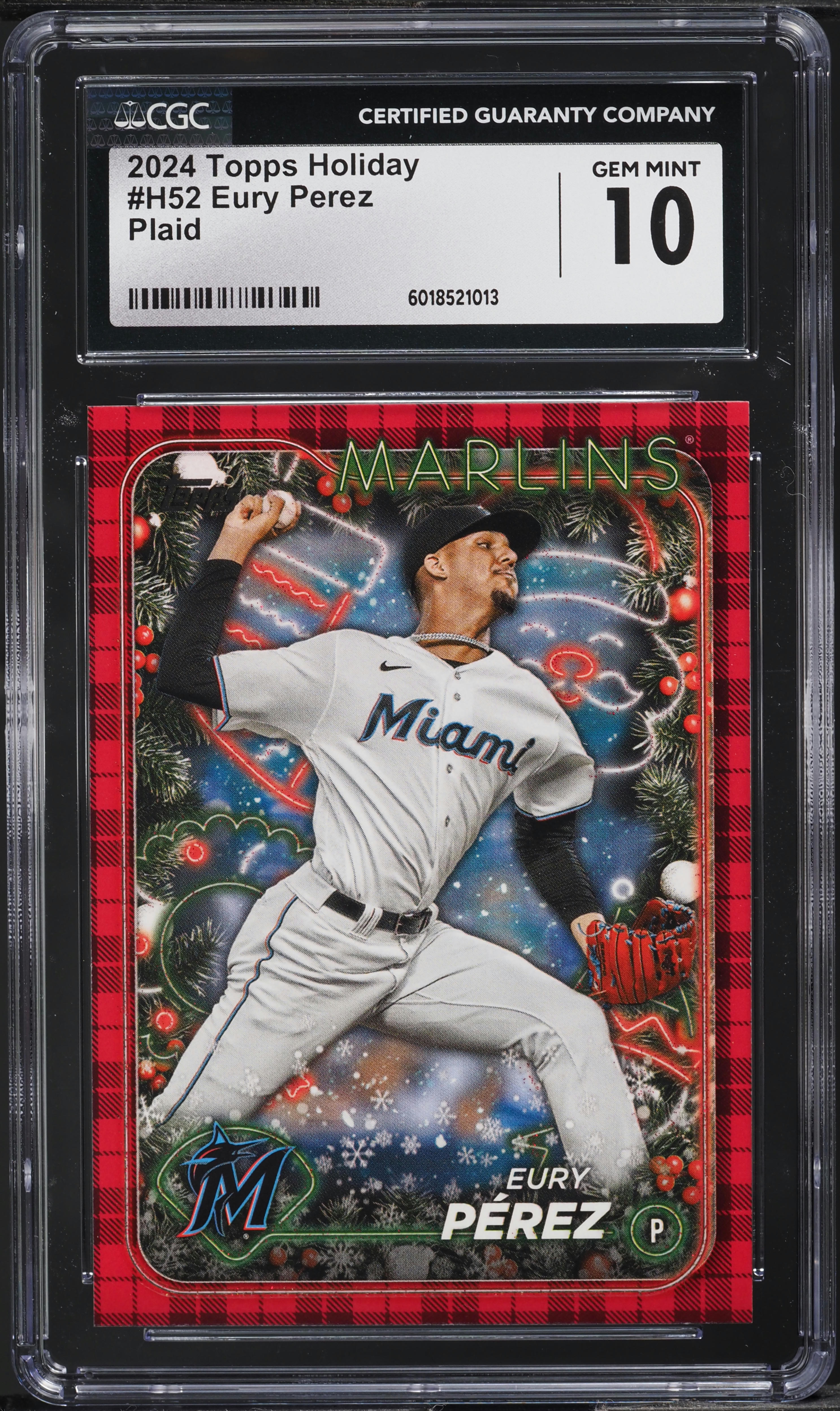 2024 Topps Holiday Plaid Eury Perez #H52 CGC 10 GEM MINT on 