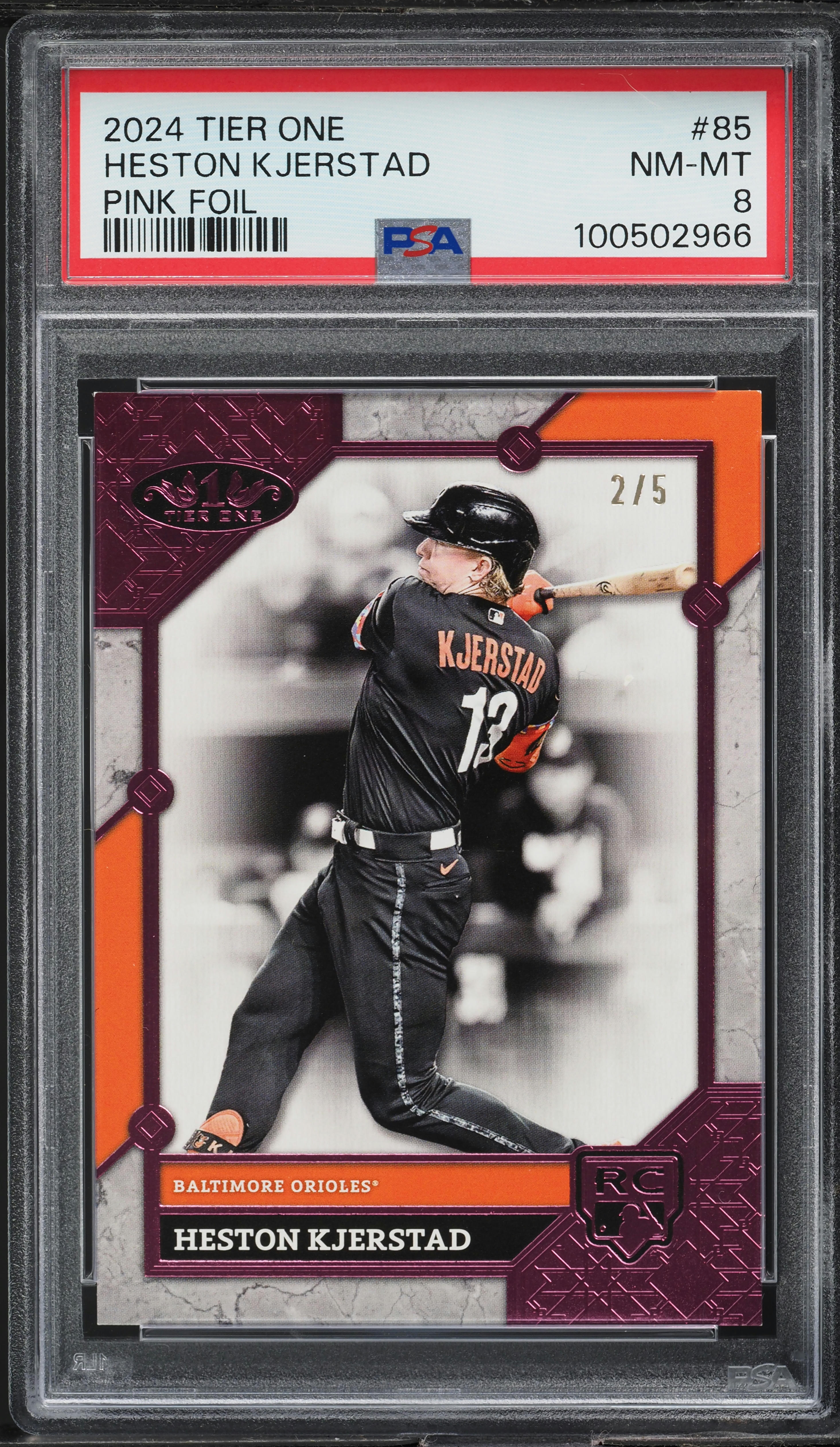 2024 Topps Tier One Pink Foil Heston Kjerstad ROOKIE /5 #85 PSA 8 