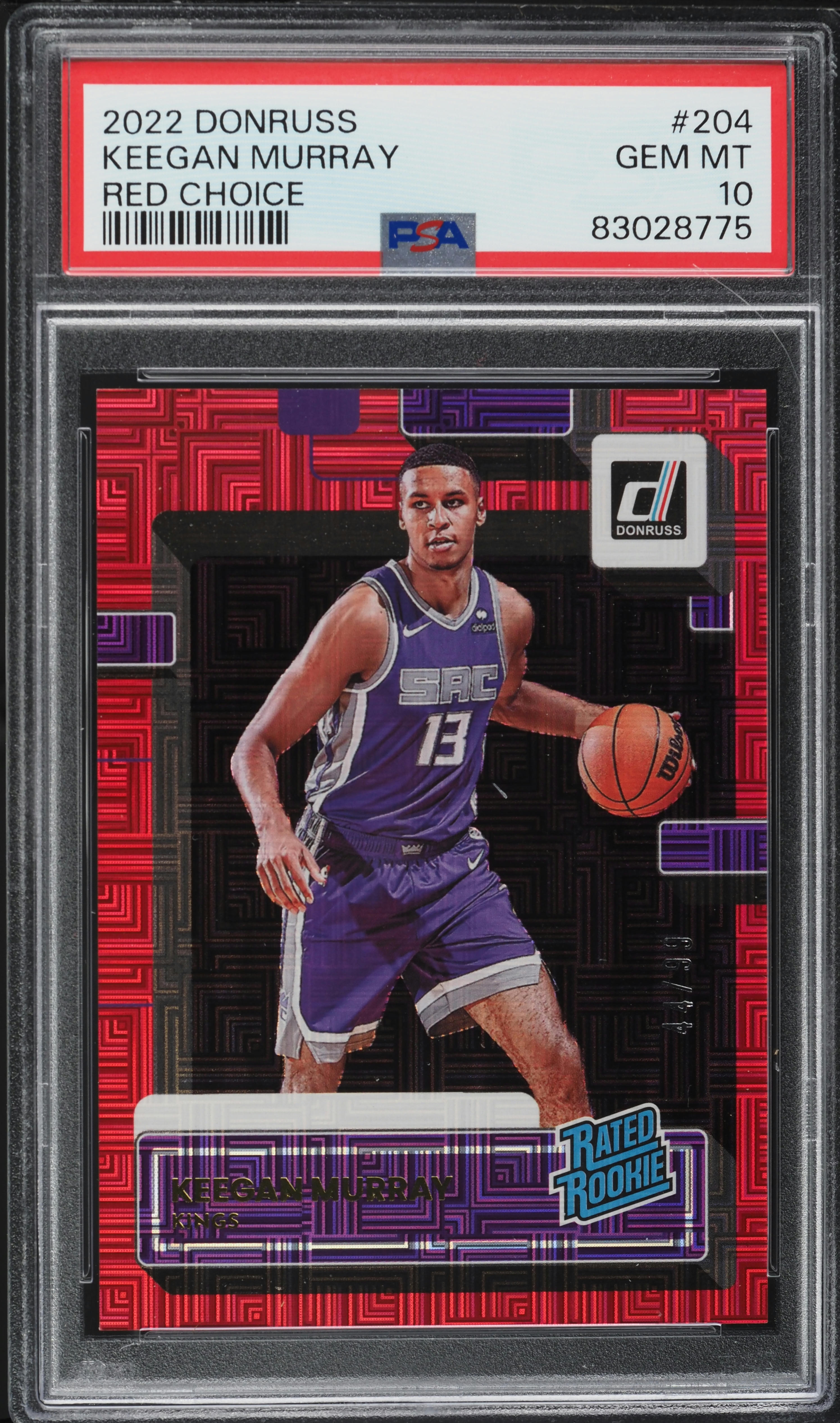 2022 Donruss Red Choice Keegan Murray ROOKIE /99 #204 PSA 10 GEM