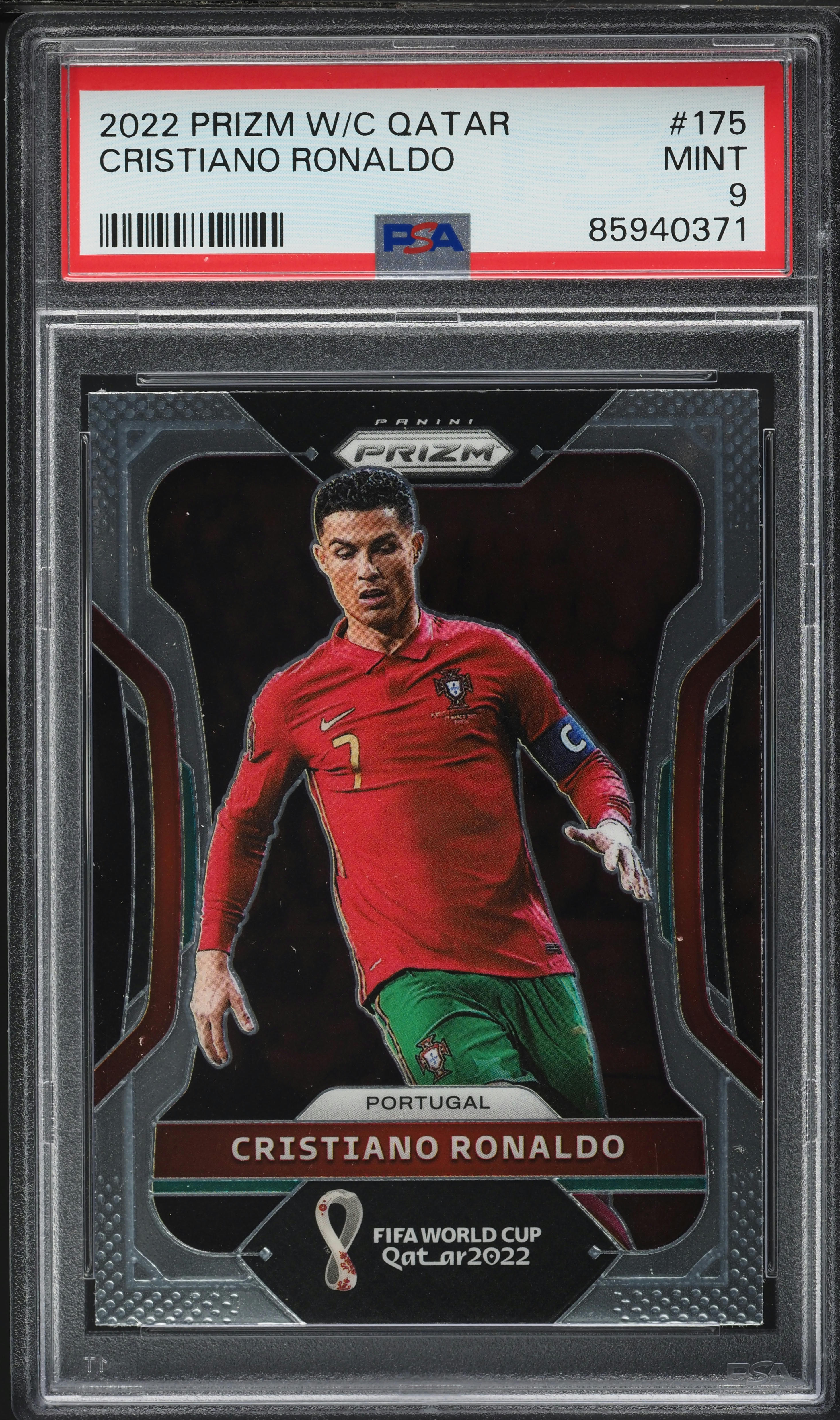 2022 Panini Prizm World Cup Qatar Cristiano Ronaldo #175 PSA 9