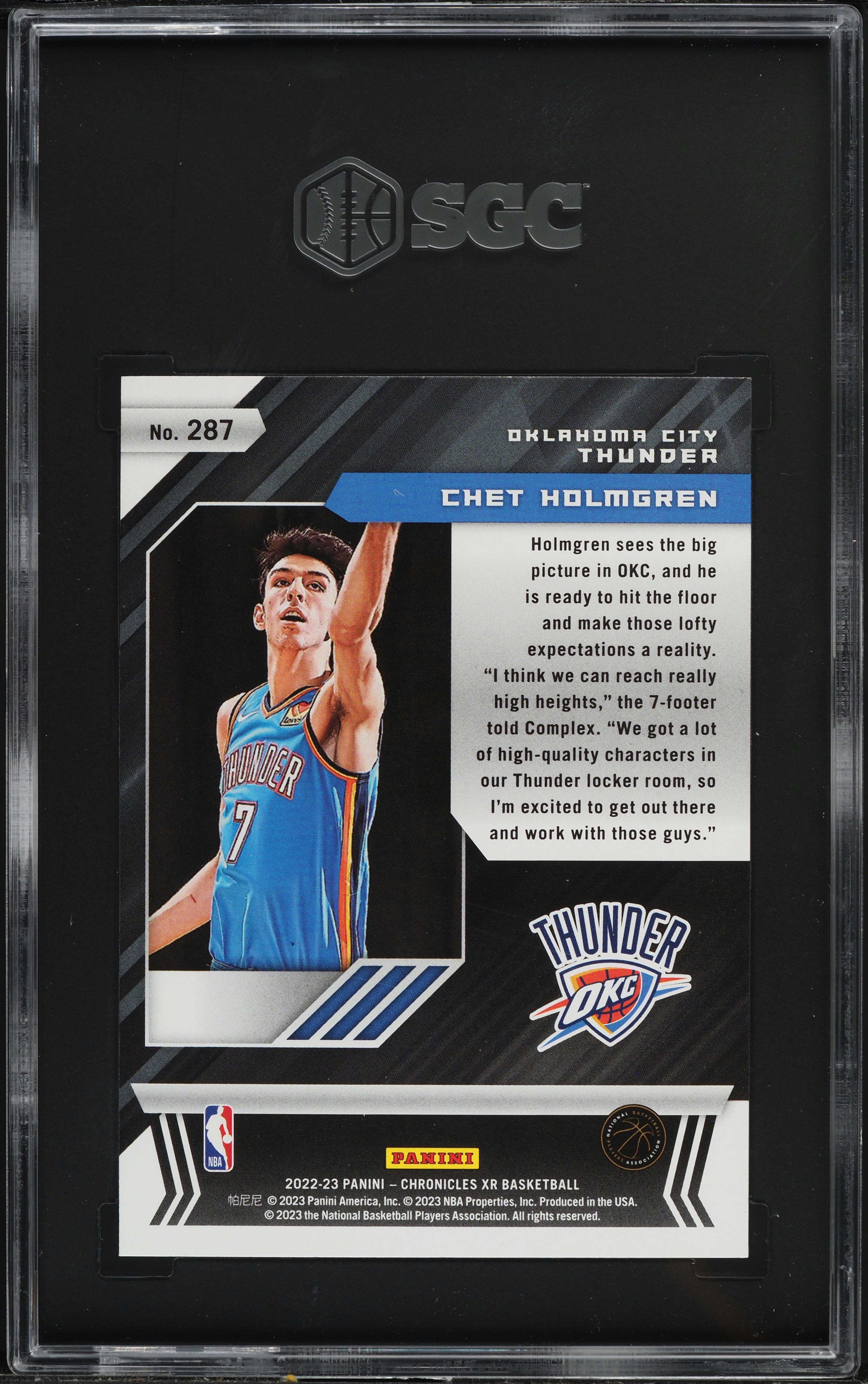 2022 Panini Chronicles XR Chet Holmgren ROOKIE #287 SGC 8.5 NM-MT+