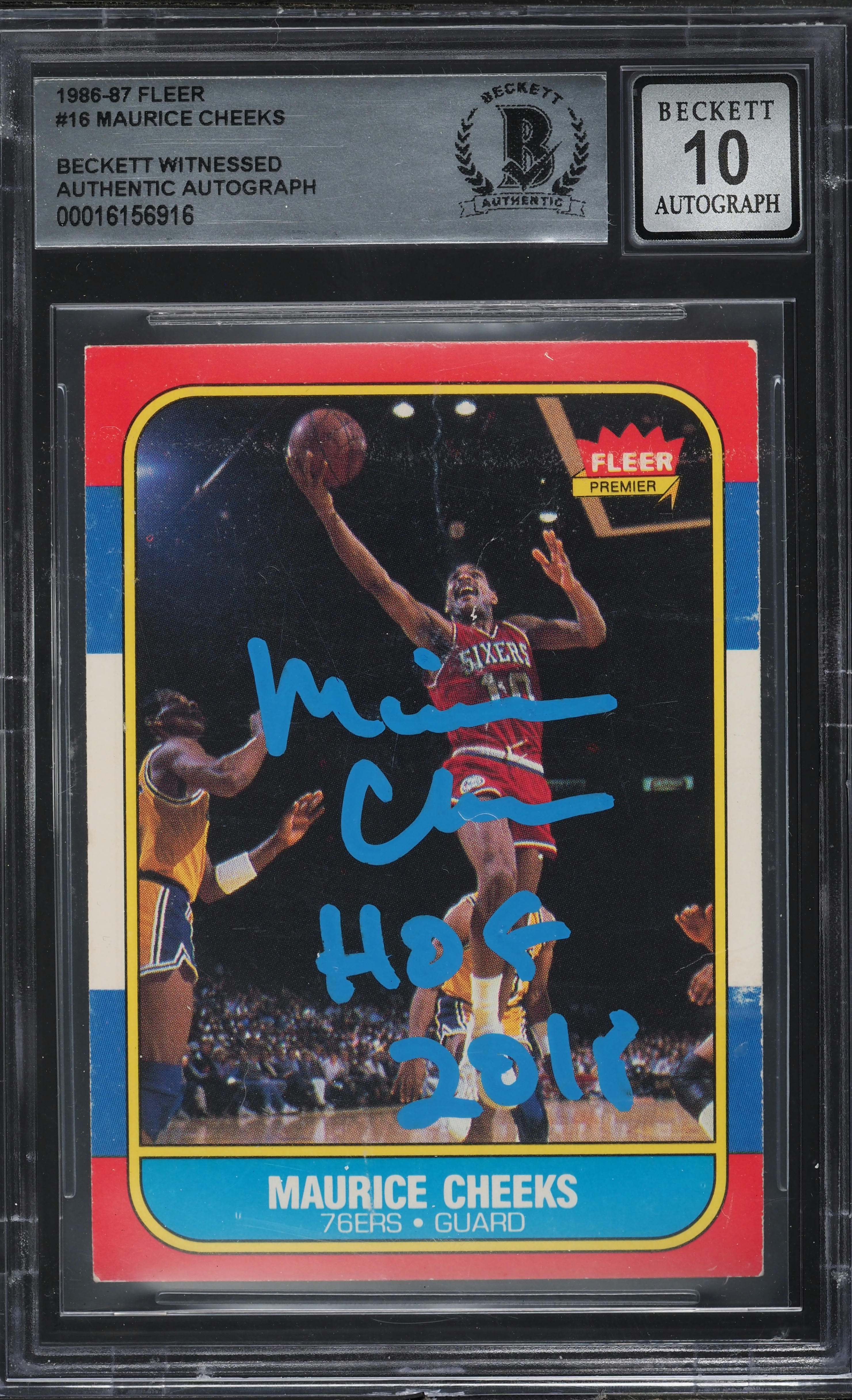 1986 Fleer Basketball Maurice Cheeks AUTO #16 BAS BGS AUTH on 