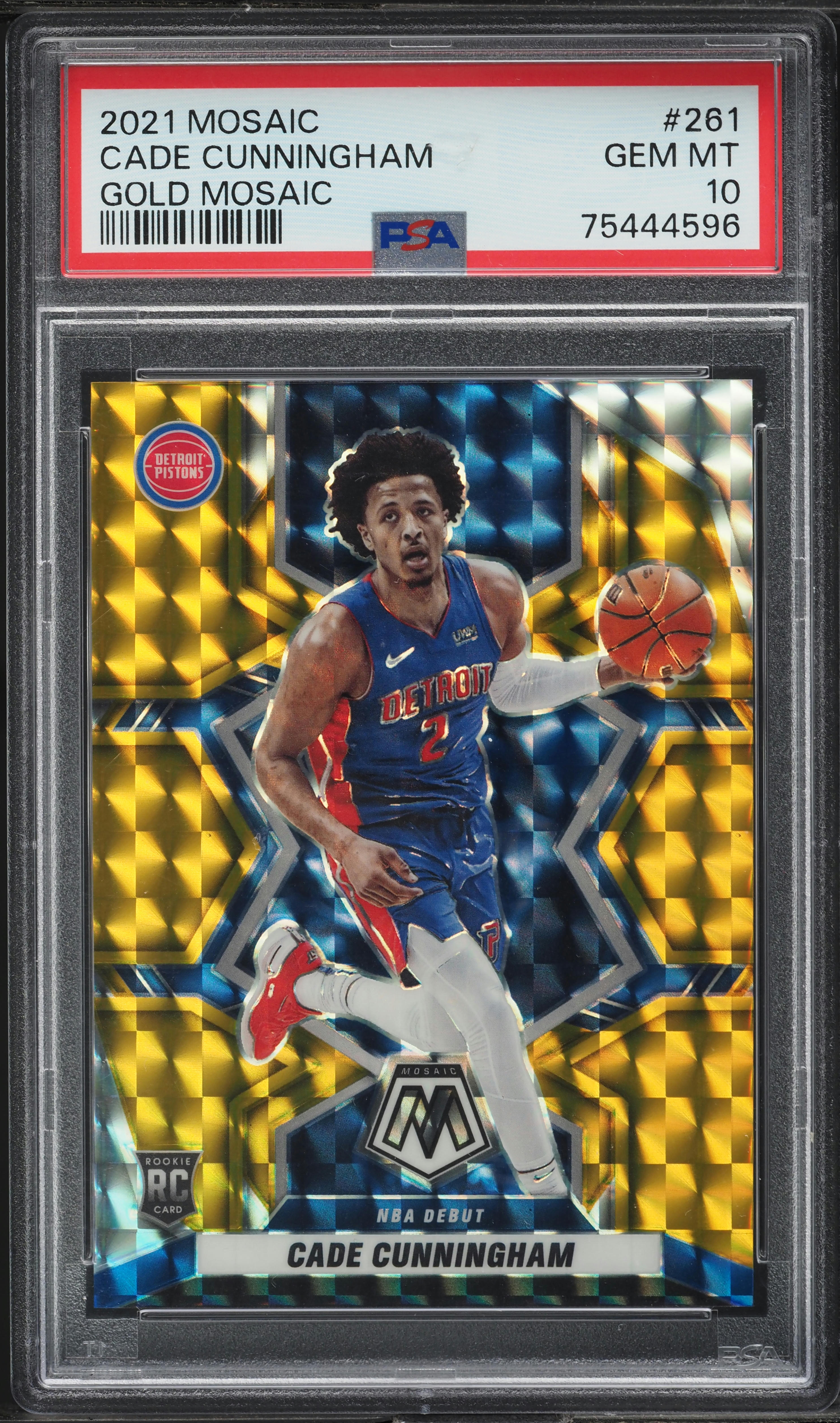 2021 Panini Mosaic Gold Cade Cunningham ROOKIE /10 #261 PSA 10 GEM 