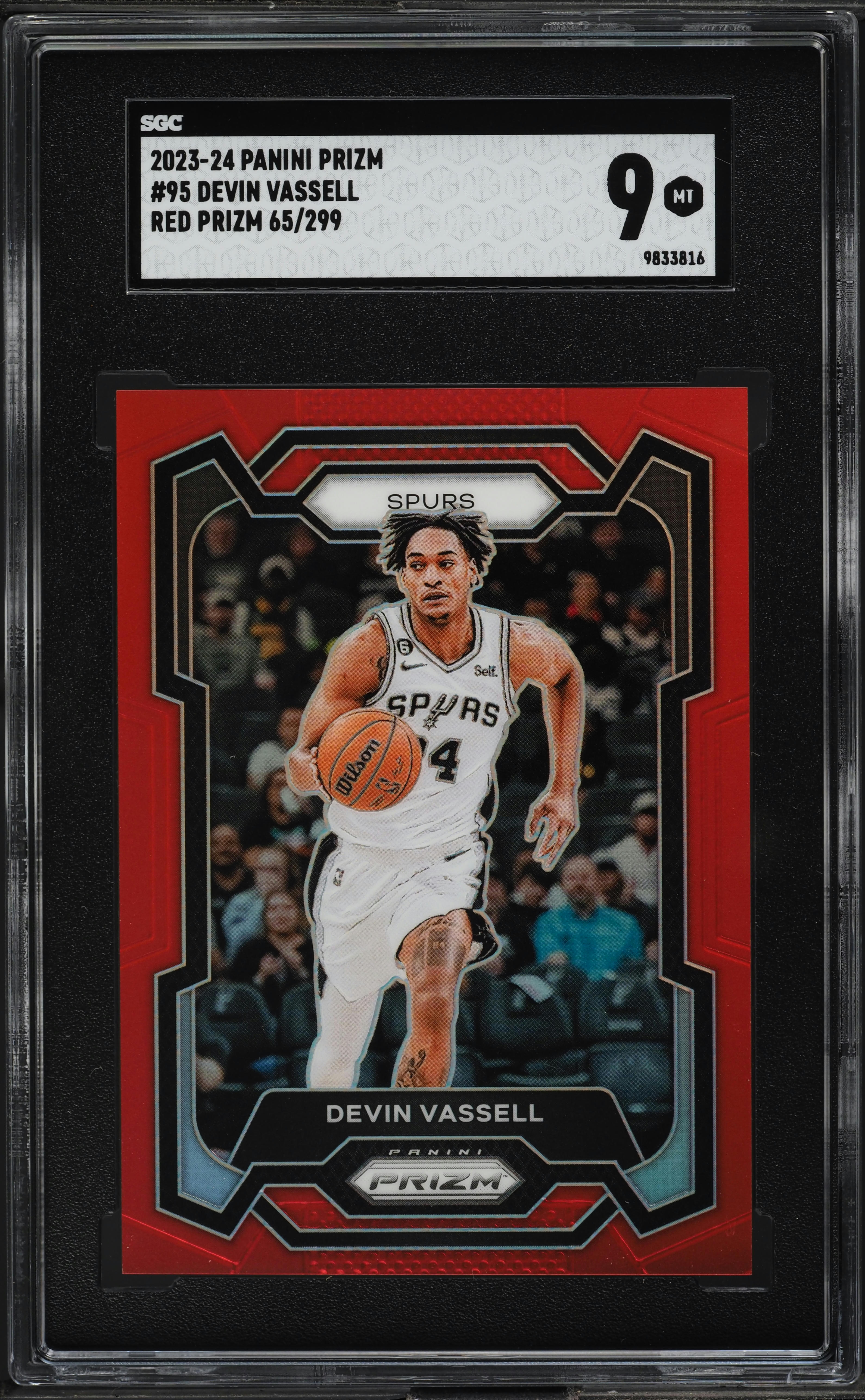 2023 Panini Prizm Red Devin Vassell /299 #95 SGC 9 MINT on