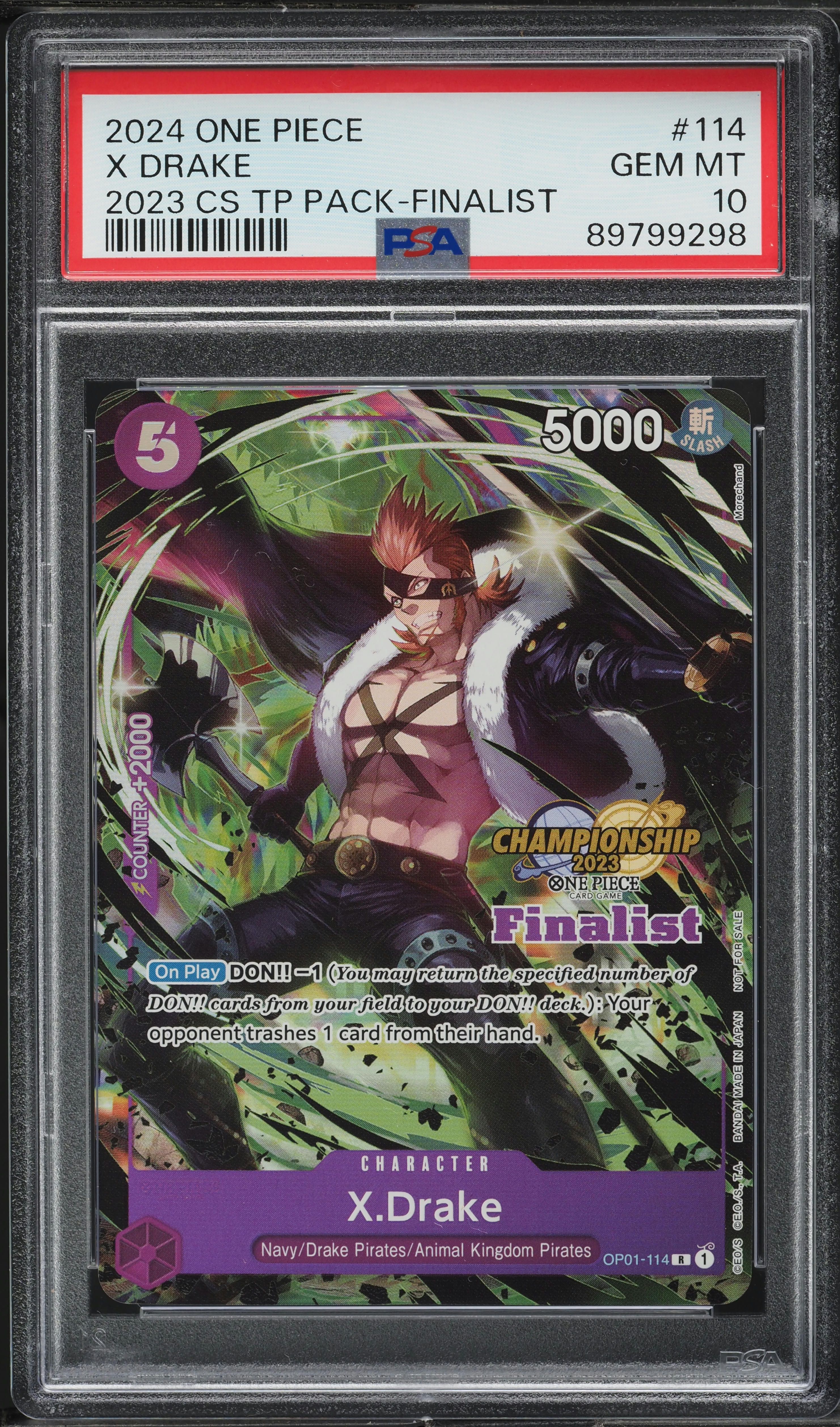 x drake one piece card game OP11-017 UC X.Drake Japanese TCG One Piece Promotion Cards Card Number 2024 One Piece Championship '23