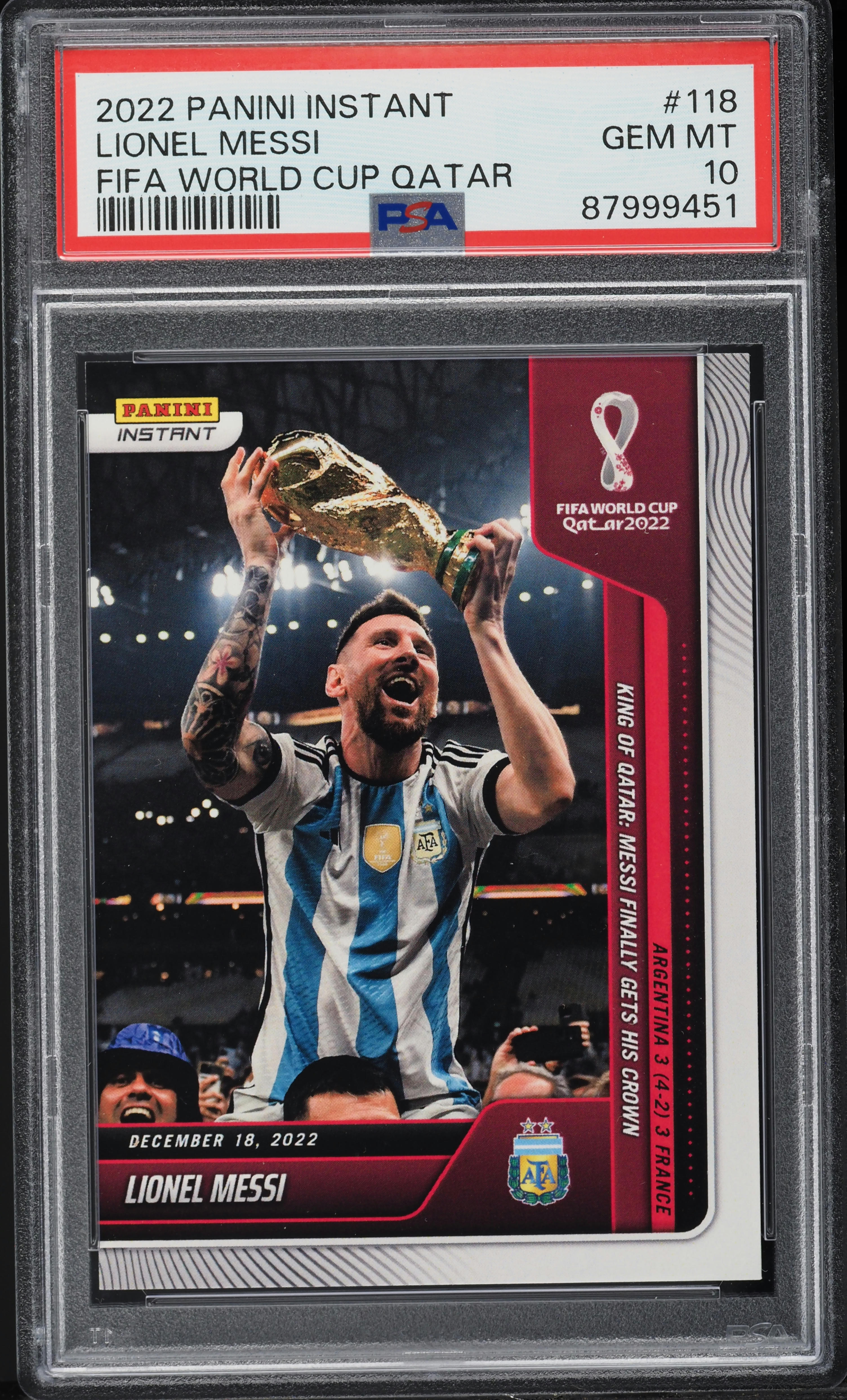 その他 FIFA World Cup 2022 Lionel Messi PSA10 2022 Panini Instant FIFA World Cup Lionel Messi #118 PSA 10 GEM