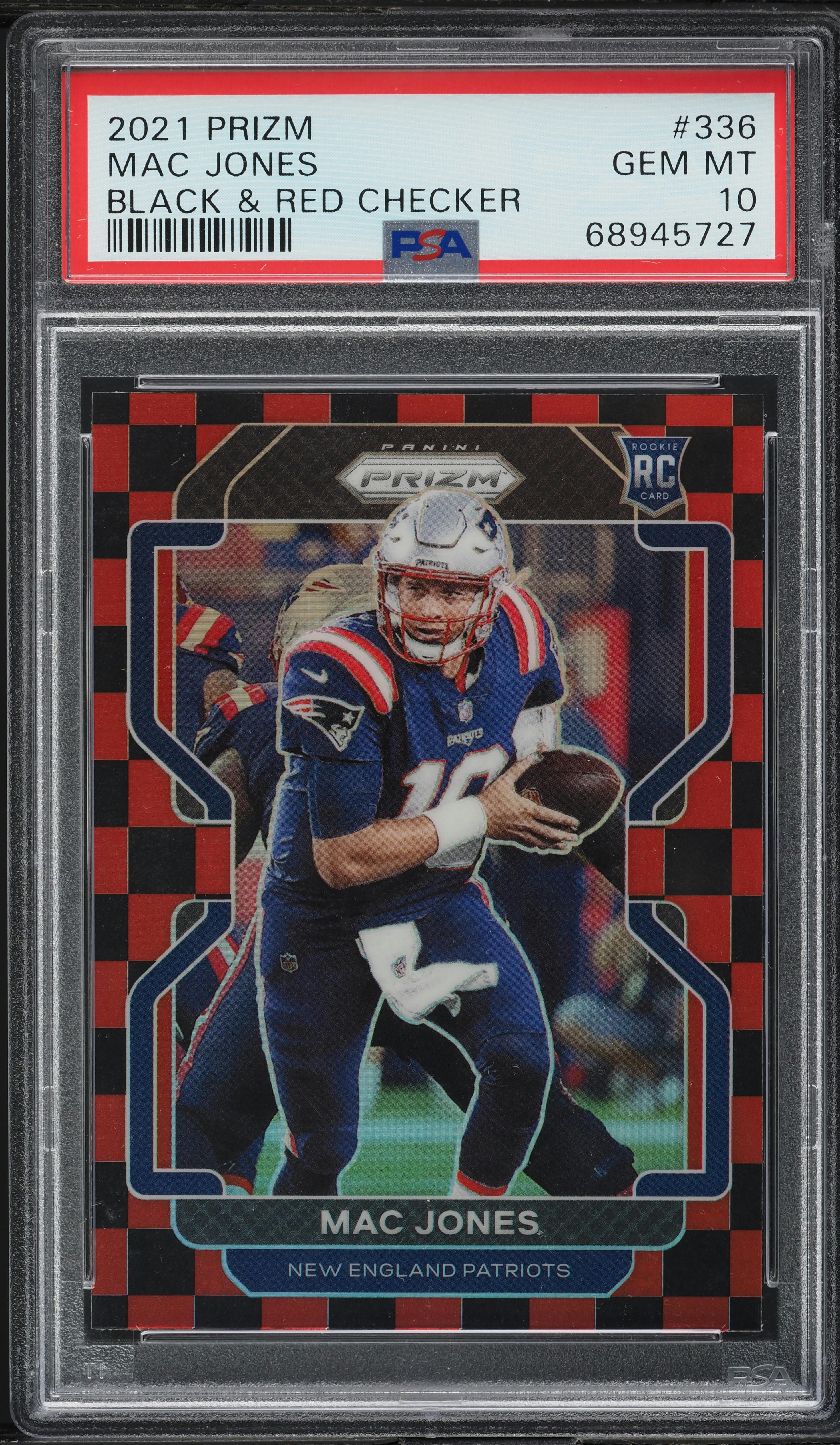 2021 Panini Prizm Black & Red Checker Mac Jones ROOKIE #336 PSA 10