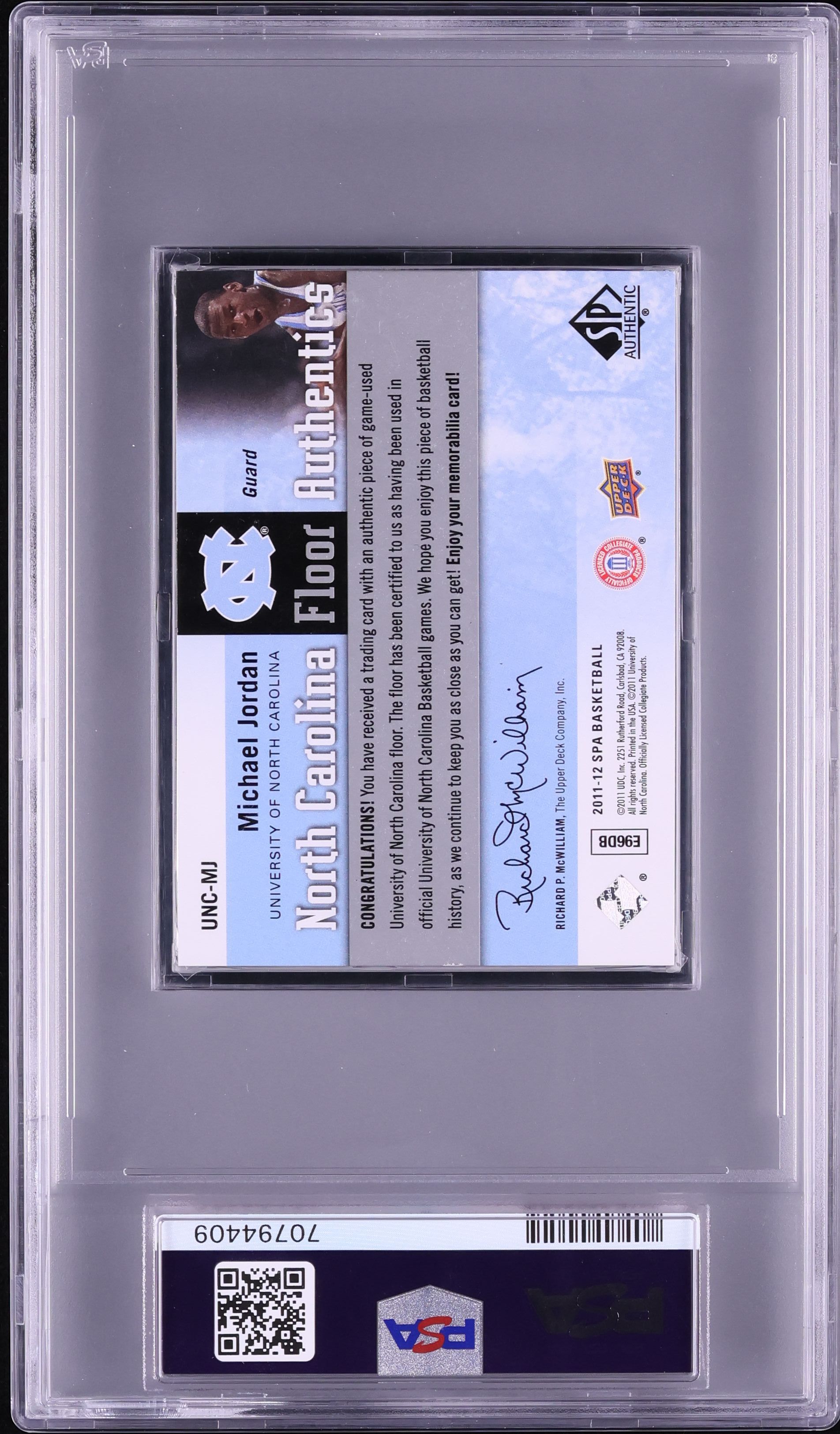 2011 SP Authentic North Carolina Michael Jordan FLOOR PATCH #UNC 