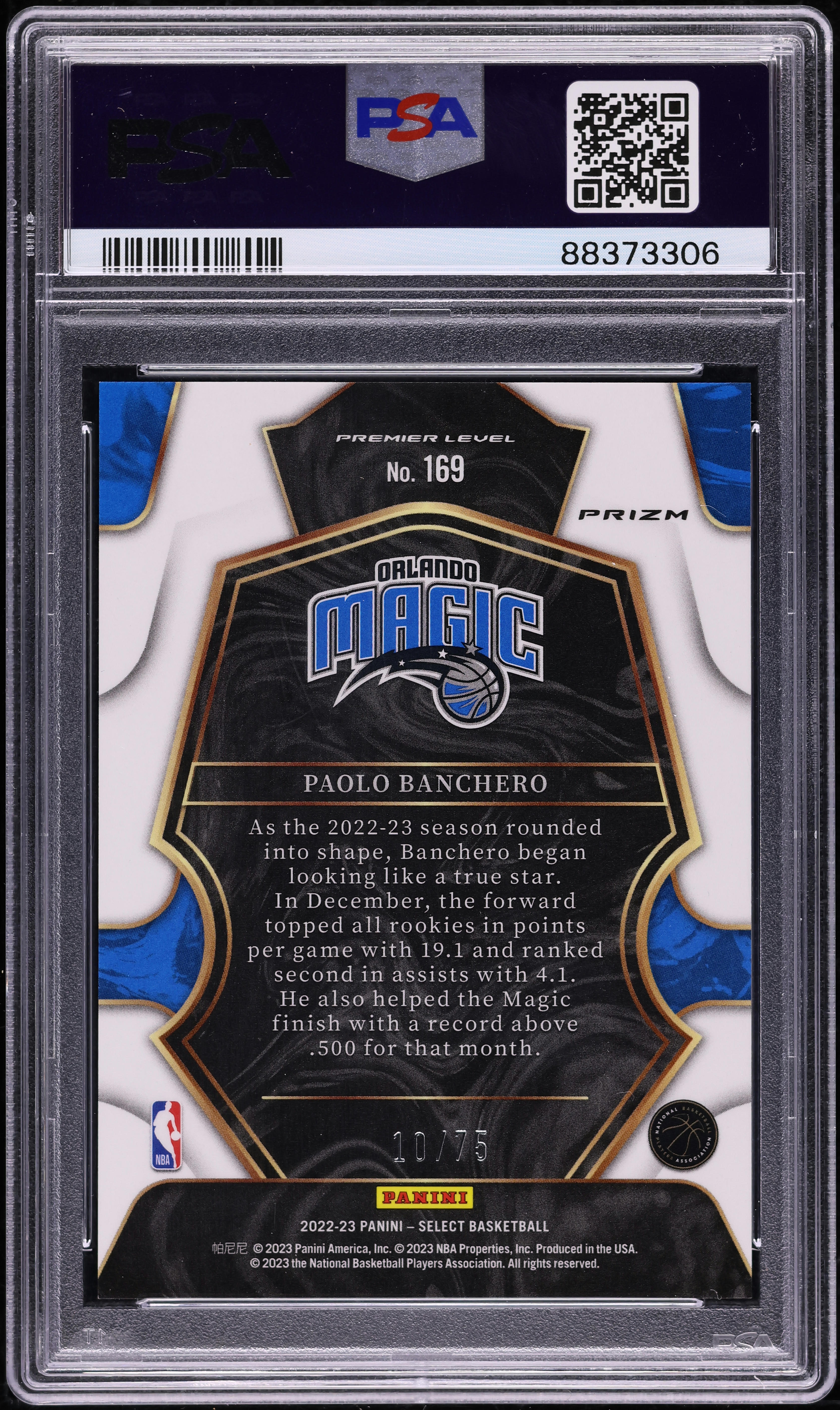 2022 Select Premier Level White Disco Paolo Banchero ROOKIE /75