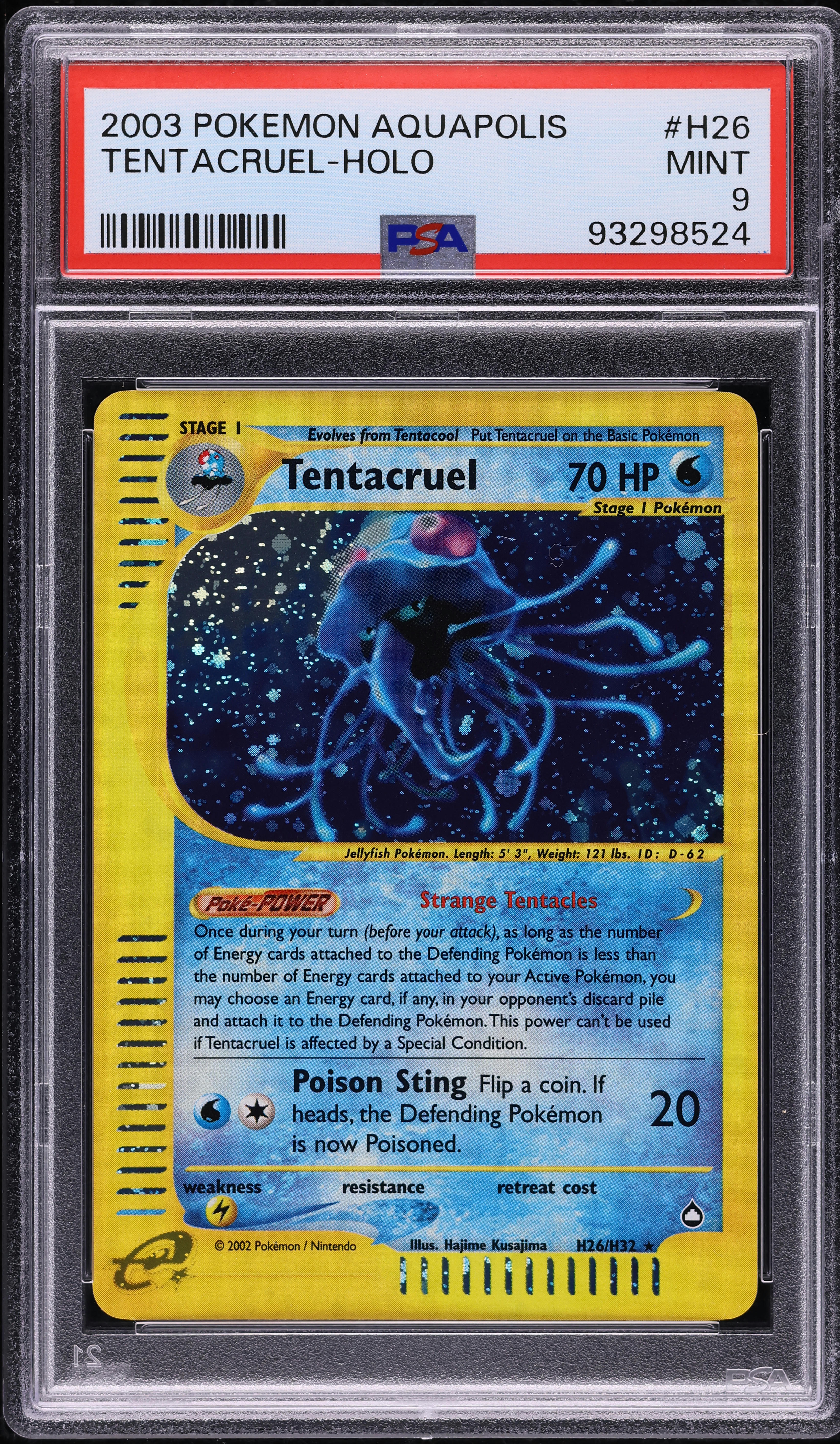 2003 Pokemon Aquapolis Holo Tentacruel #H26 PSA 9 MINT on Fanatics