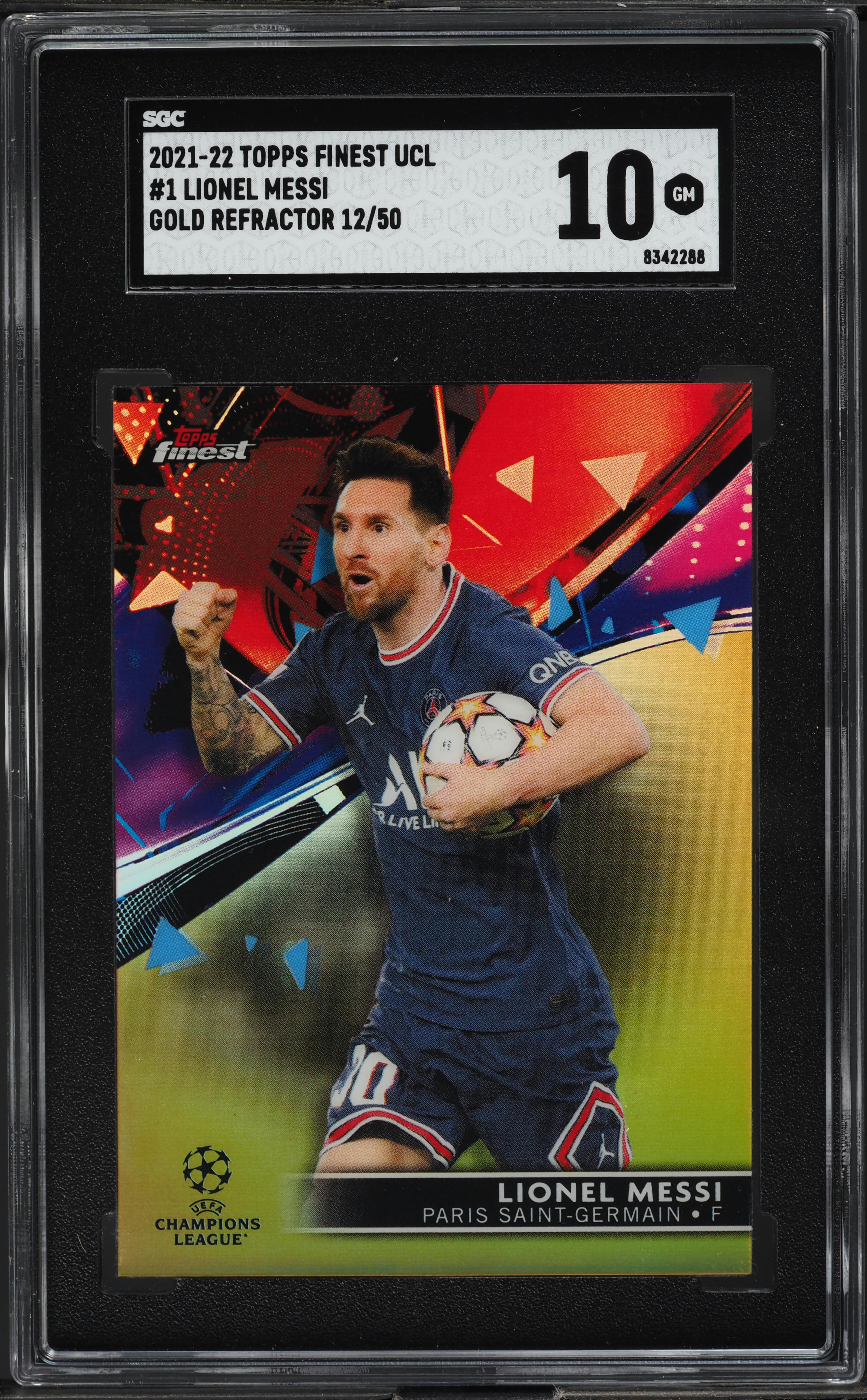 2021 Finest UEFA Gold Refractor Lionel Messi /50 #1 SGC 10 GEM