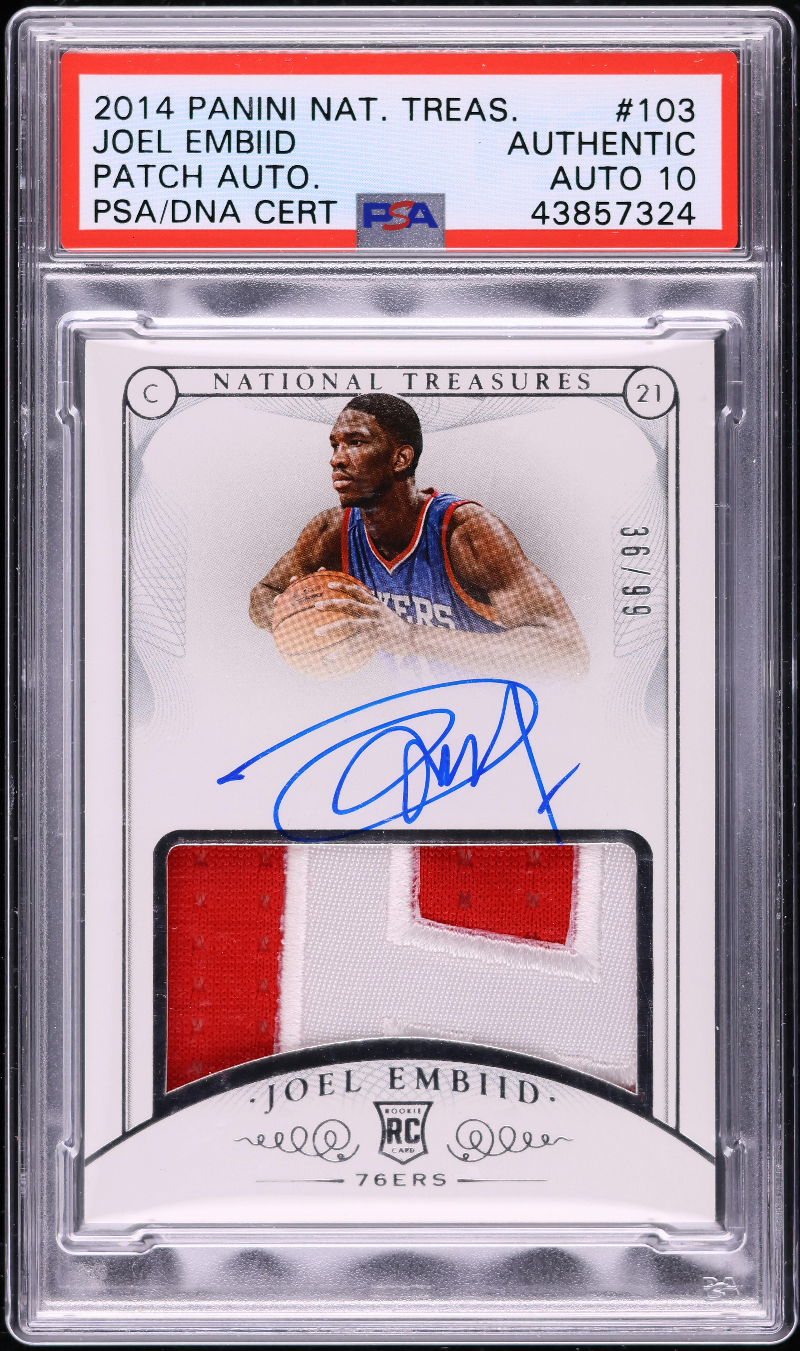 2014 National Treasures Joel Embiid ROOKIE PATCH AUTO DNA 10 /99