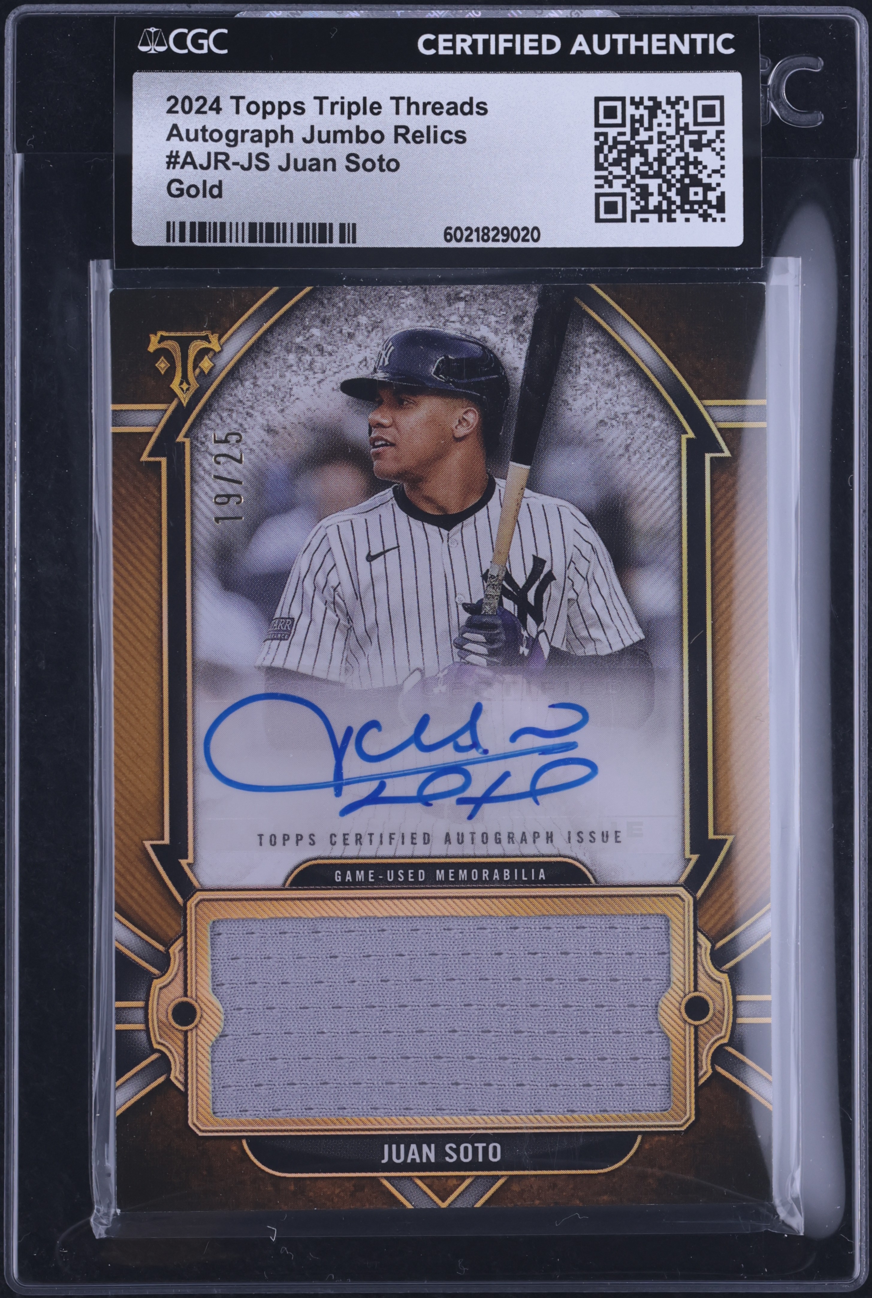 2024 Topps Triple Threads Jumbo Gold Juan Soto PATCH AUTO /25 #AJR