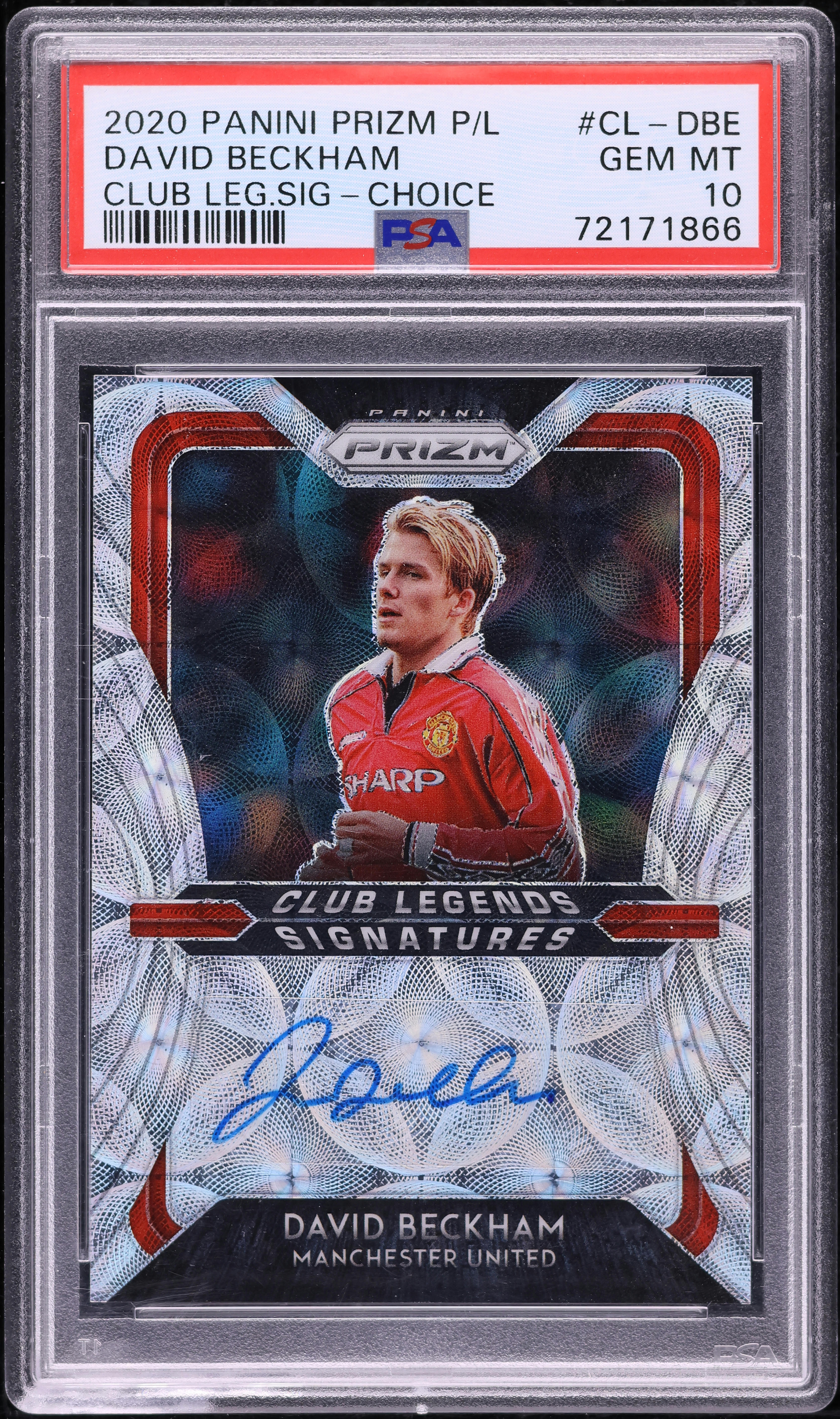 2020 Panini Prizm Premier League Club Choice David Beckham AUTO