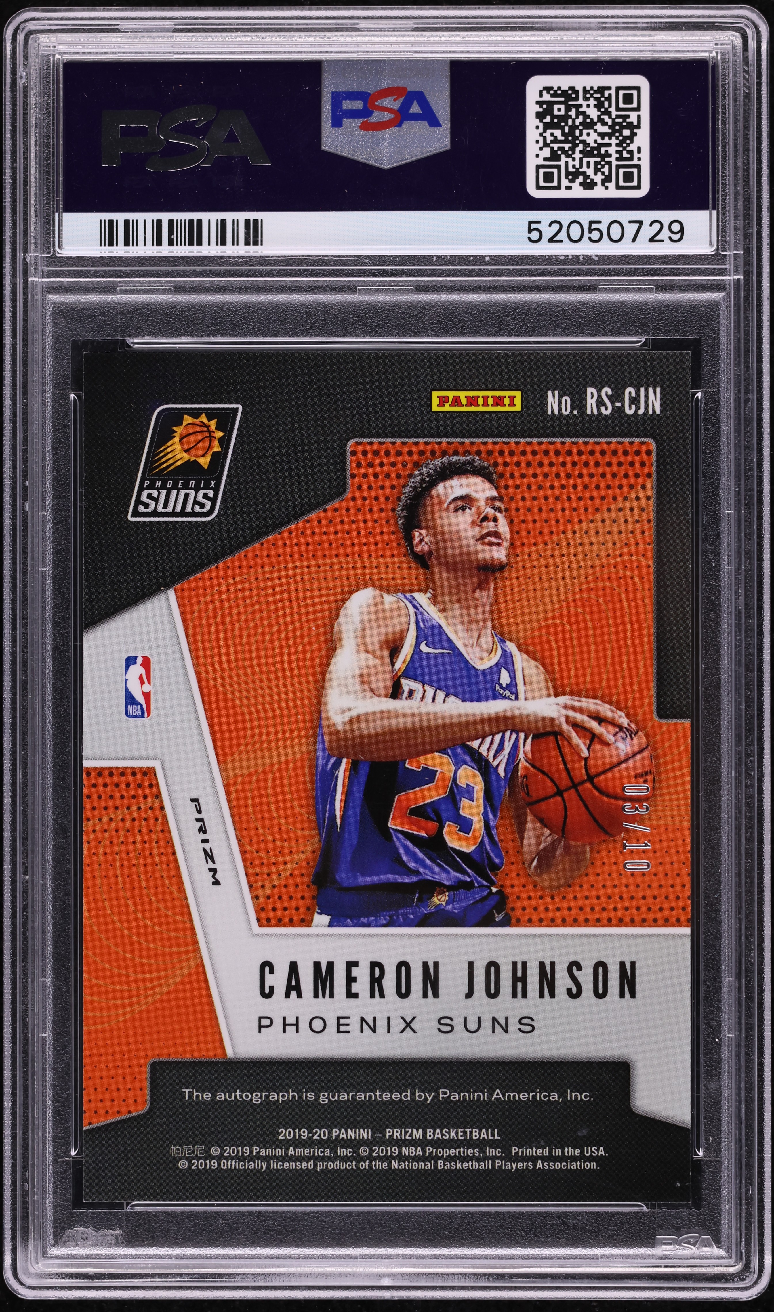 2019 Panini Prizm Gold Shimmer Cameron Johnson ROOKIE AUTO /10 PSA