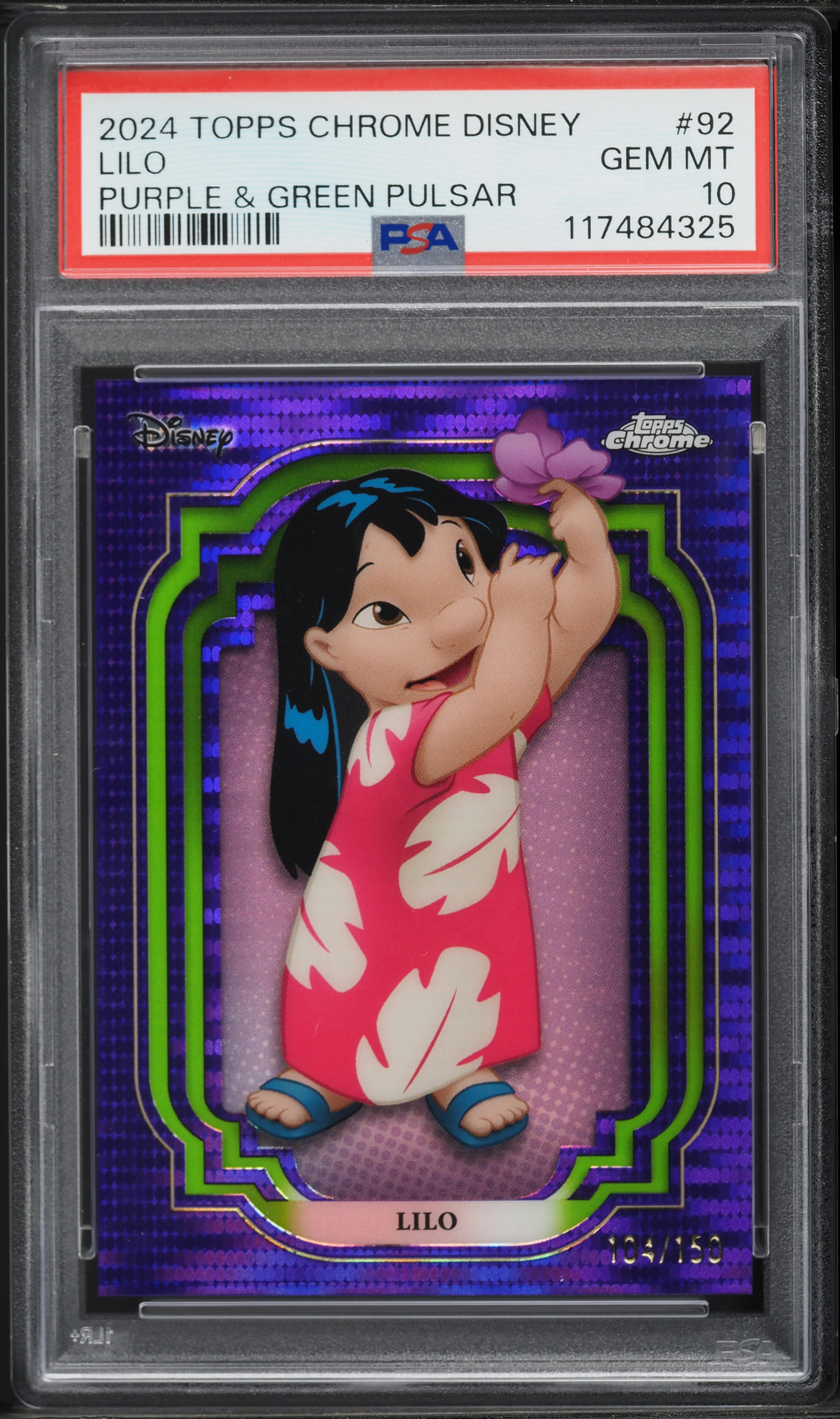 2024 Topps Chrome Disney Purple & Green Pulsar Lilo /150 #92 PSA