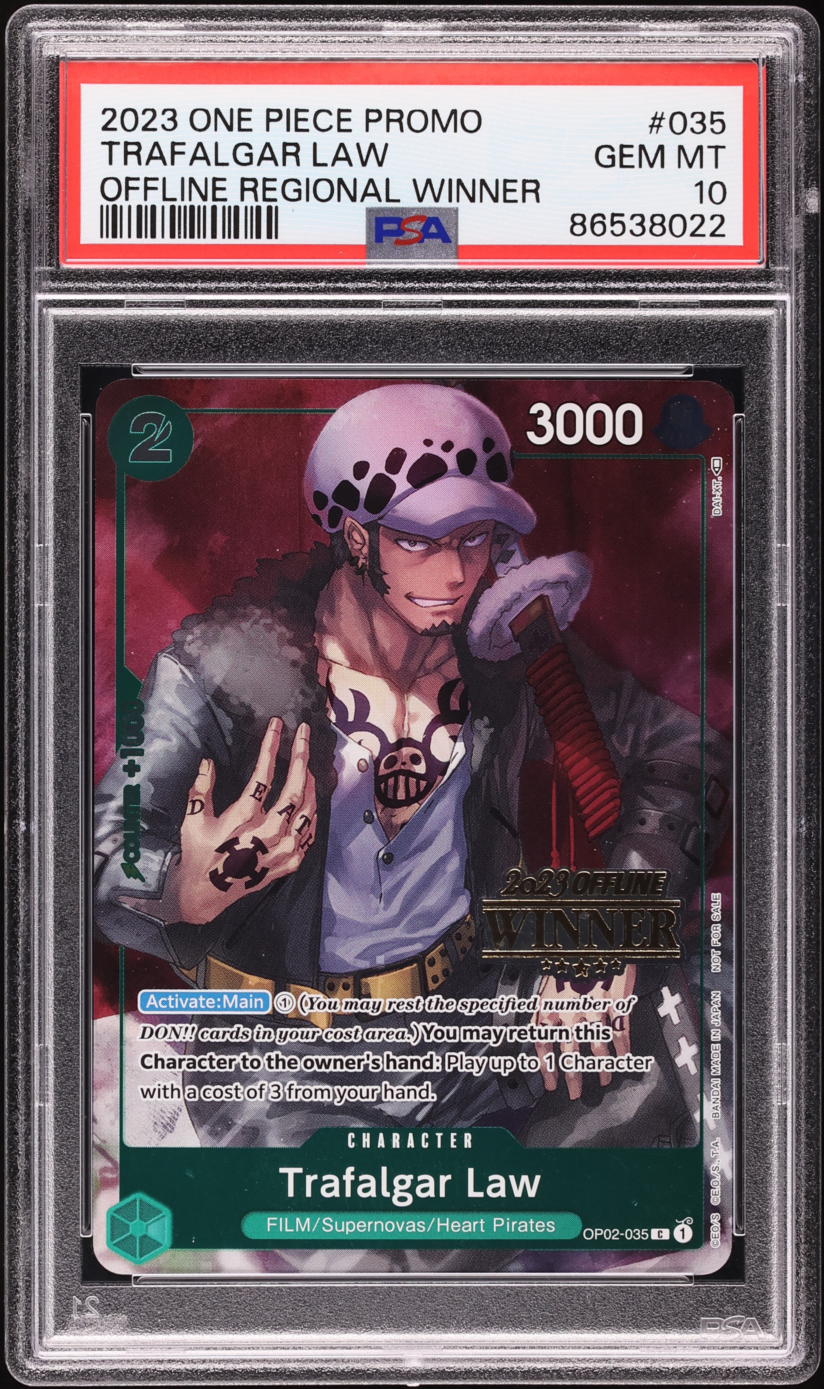2023 One Piece Promo Offline Regional Winner Trafalgar Law #35 PSA