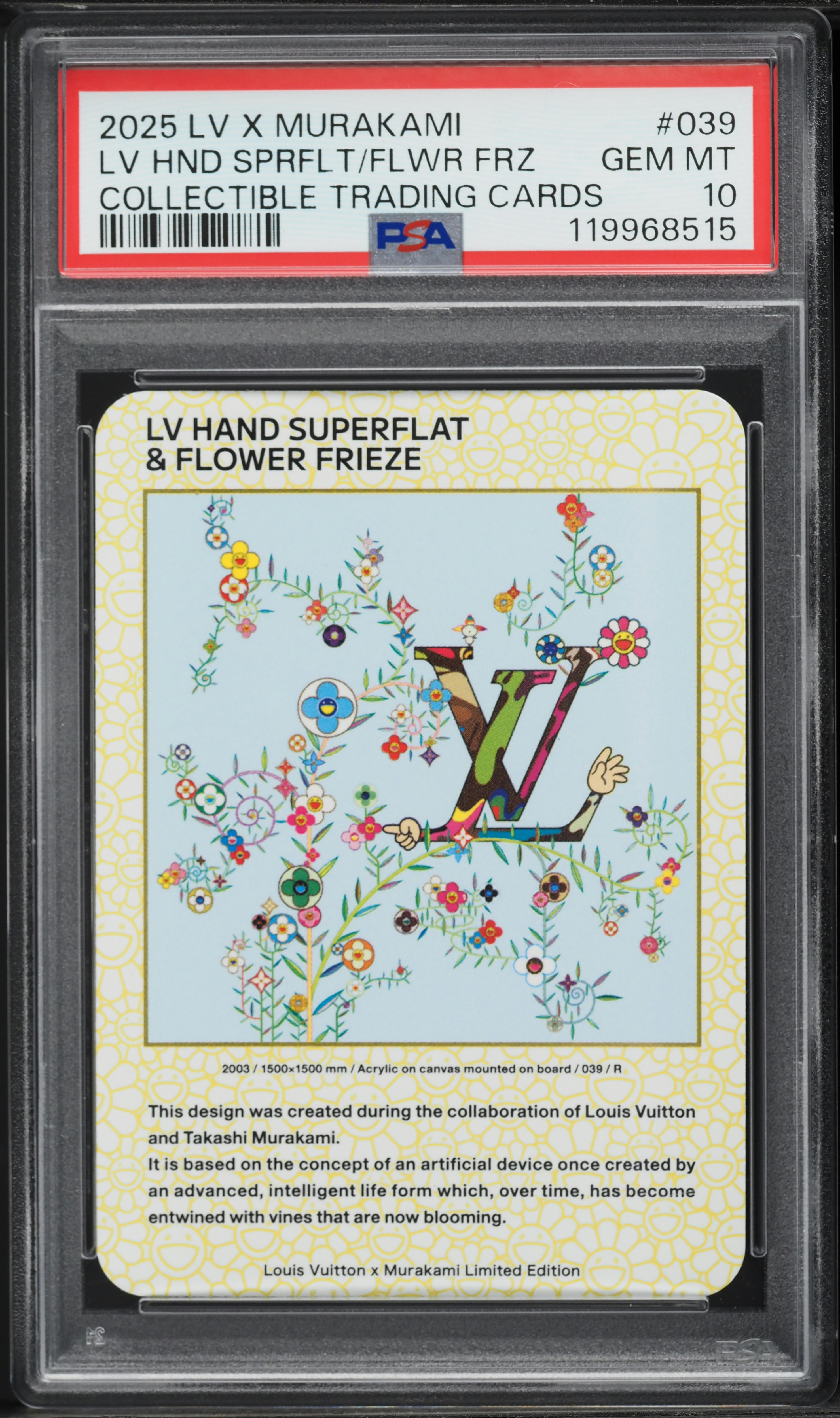 【PSA10】LV HAND SUPERFLAT & FLOWER FRIEZE 2025 Louis Vuitton X Murakami Collectible LV Hand Superflat