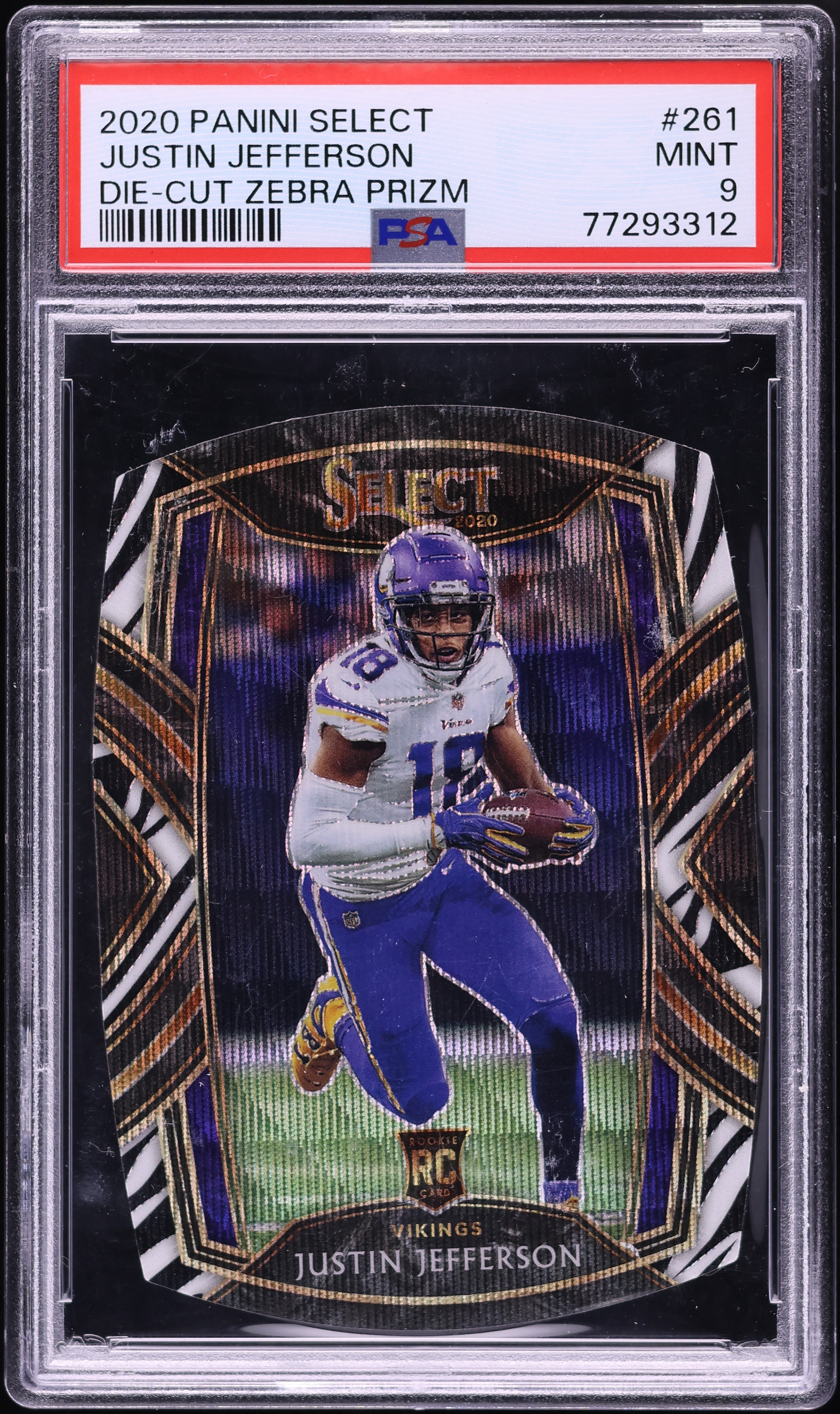 2020 Select Club Level Die-Cut Zebra Prizm Justin Jefferson ROOKIE
