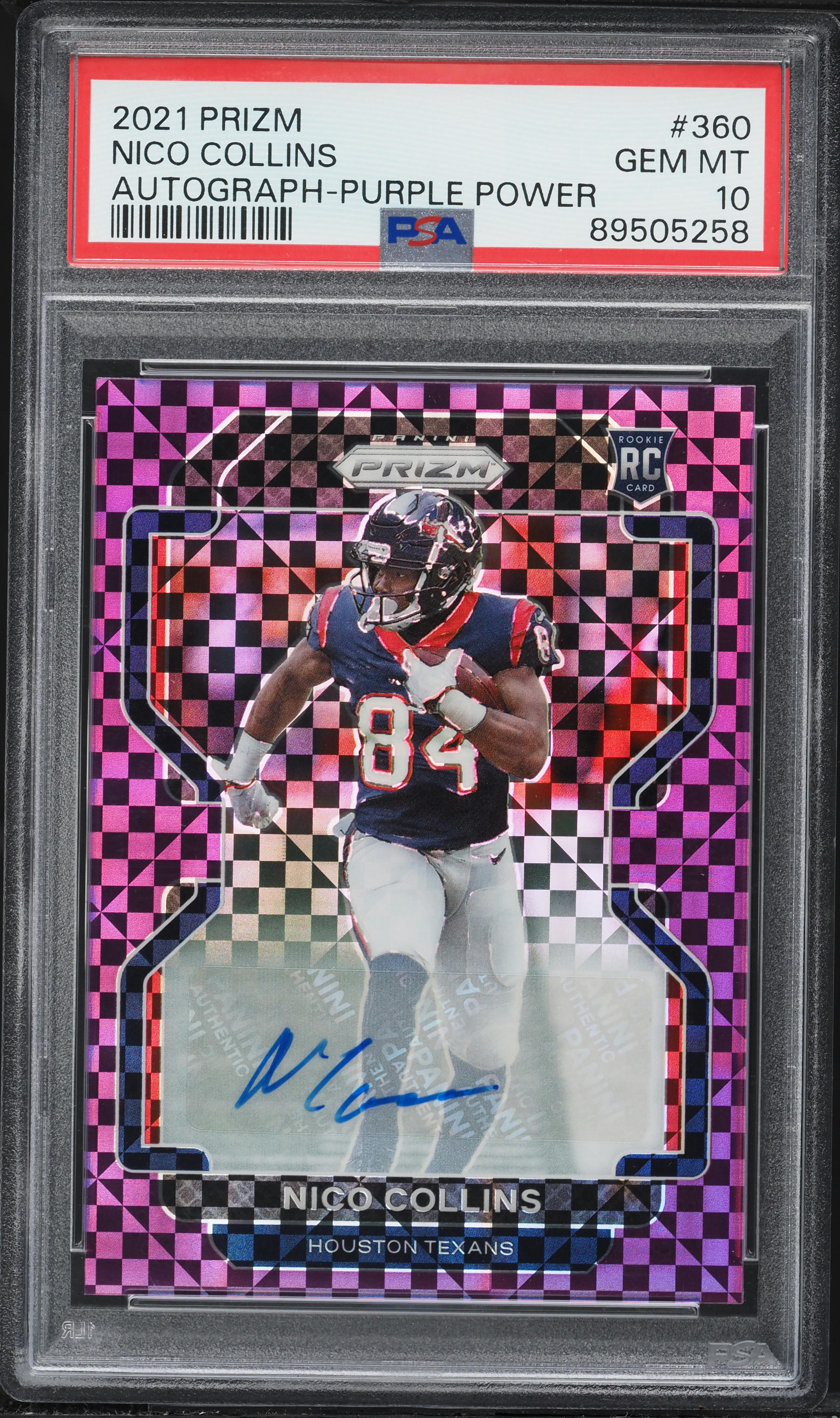 2021 Panini Prizm Purple Power Nico Collins ROOKIE AUTO /49 #360