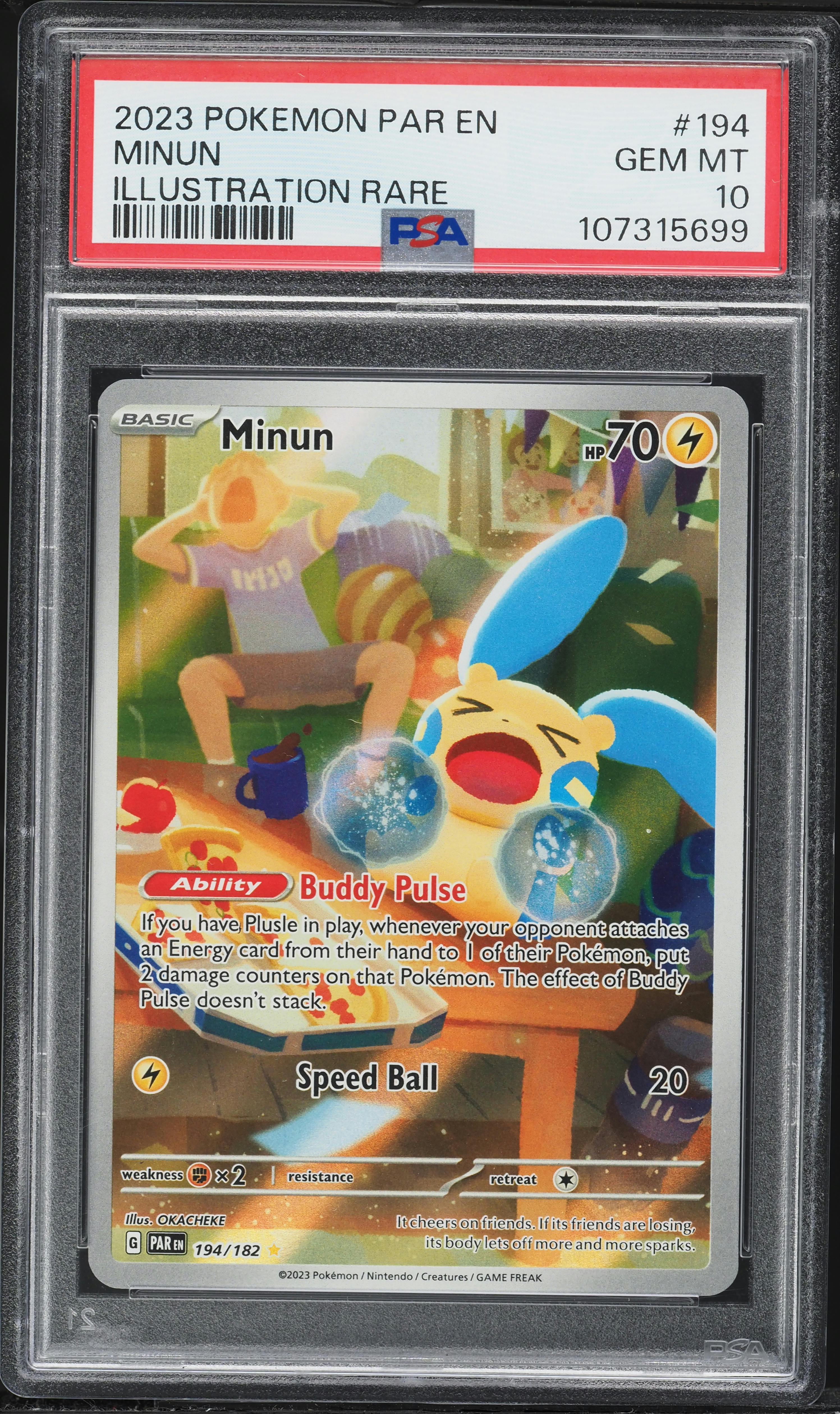 pokemon card minun (41/107) (Stamped) [EX: Deoxys] Lightning Ability Minus Charge Once during your turn (before your attack) Pokemon Trading Card Game Organized