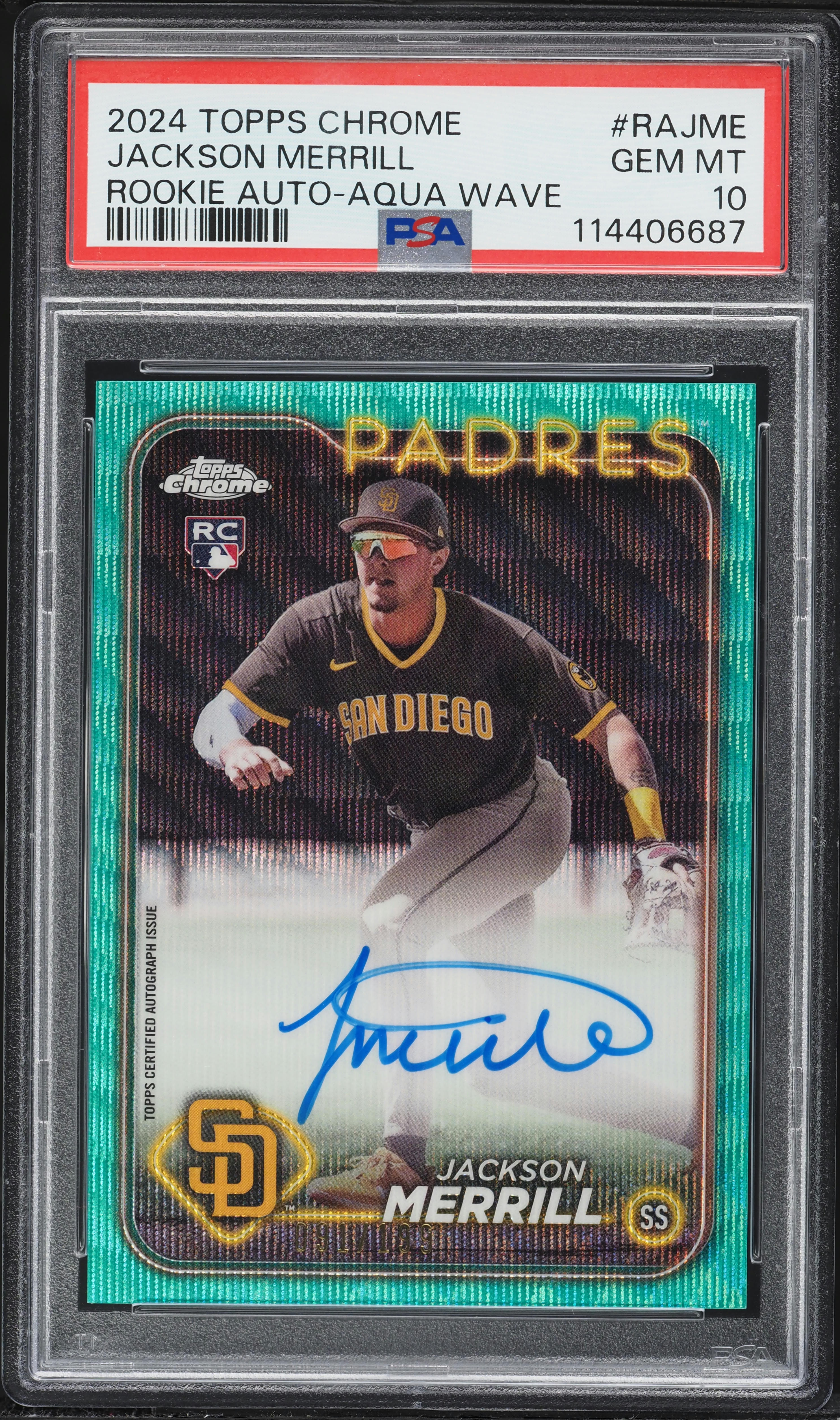 2024 Topps Chrome Aqua Wave Jackson Merrill ROOKIE AUTO /199 #RA