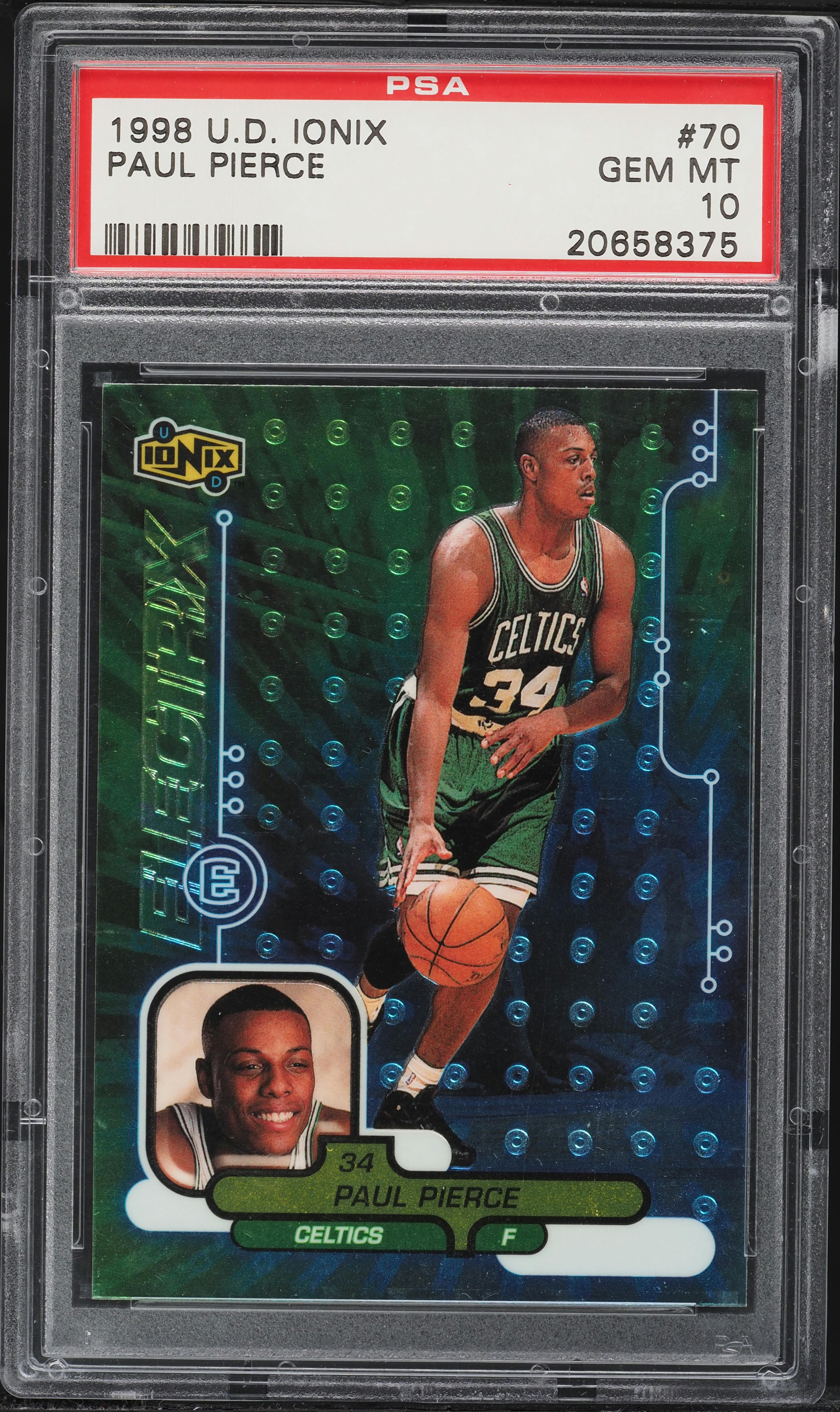 1998 Upper Deck Ionix Paul Pierce ROOKIE #70 PSA 10 GEM MINT on