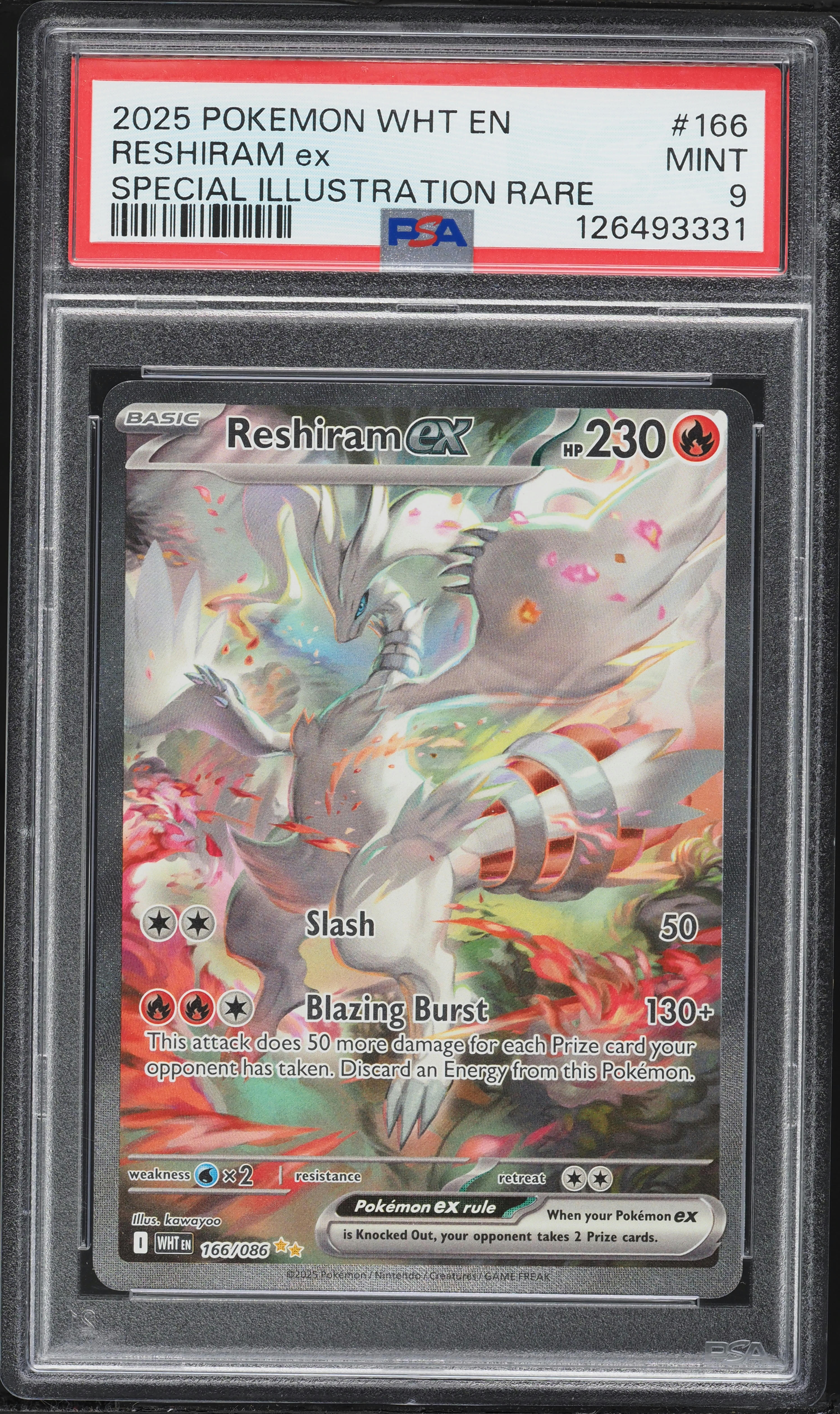 2025 Pokemon Scarlet & Violet White Flare SIR Reshiram ex #166 PSA