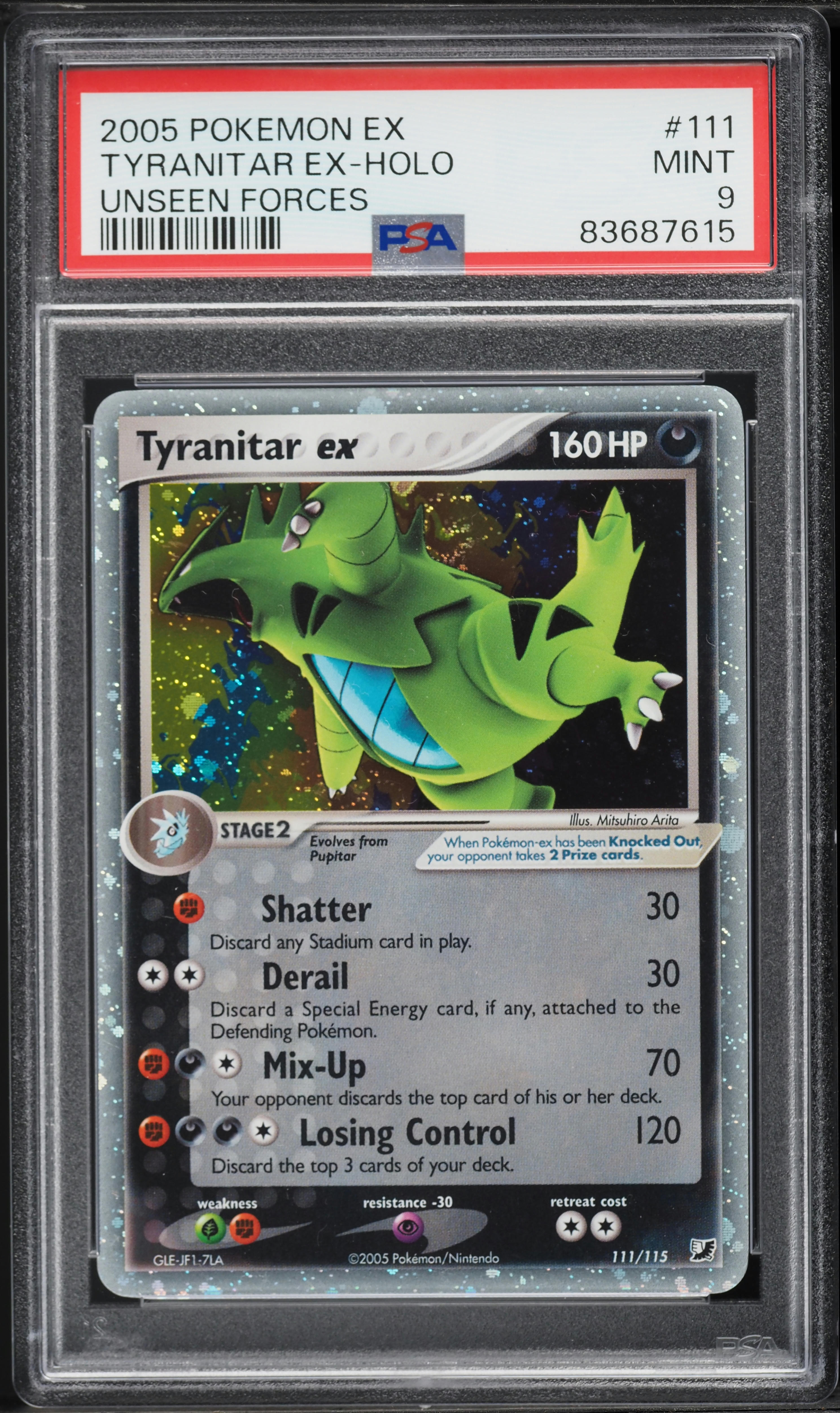 2005 Pokemon EX Unseen Forces Holo Tyranitar ex #111 PSA 9 MINT on