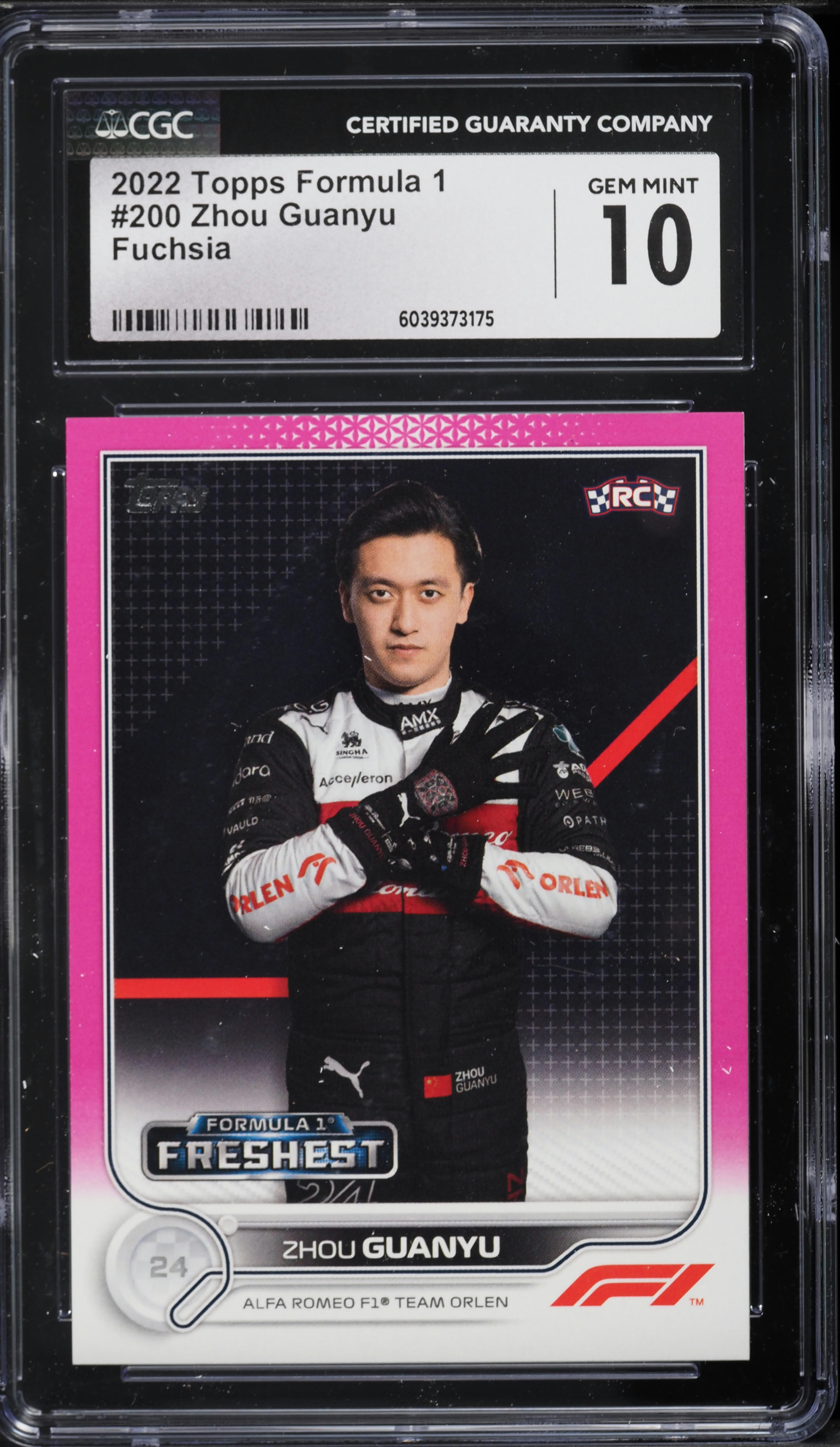 2022 Topps Formula 1 F1 Fuchsia Zhou Guanyu /150 #200 CGC 10 GEM