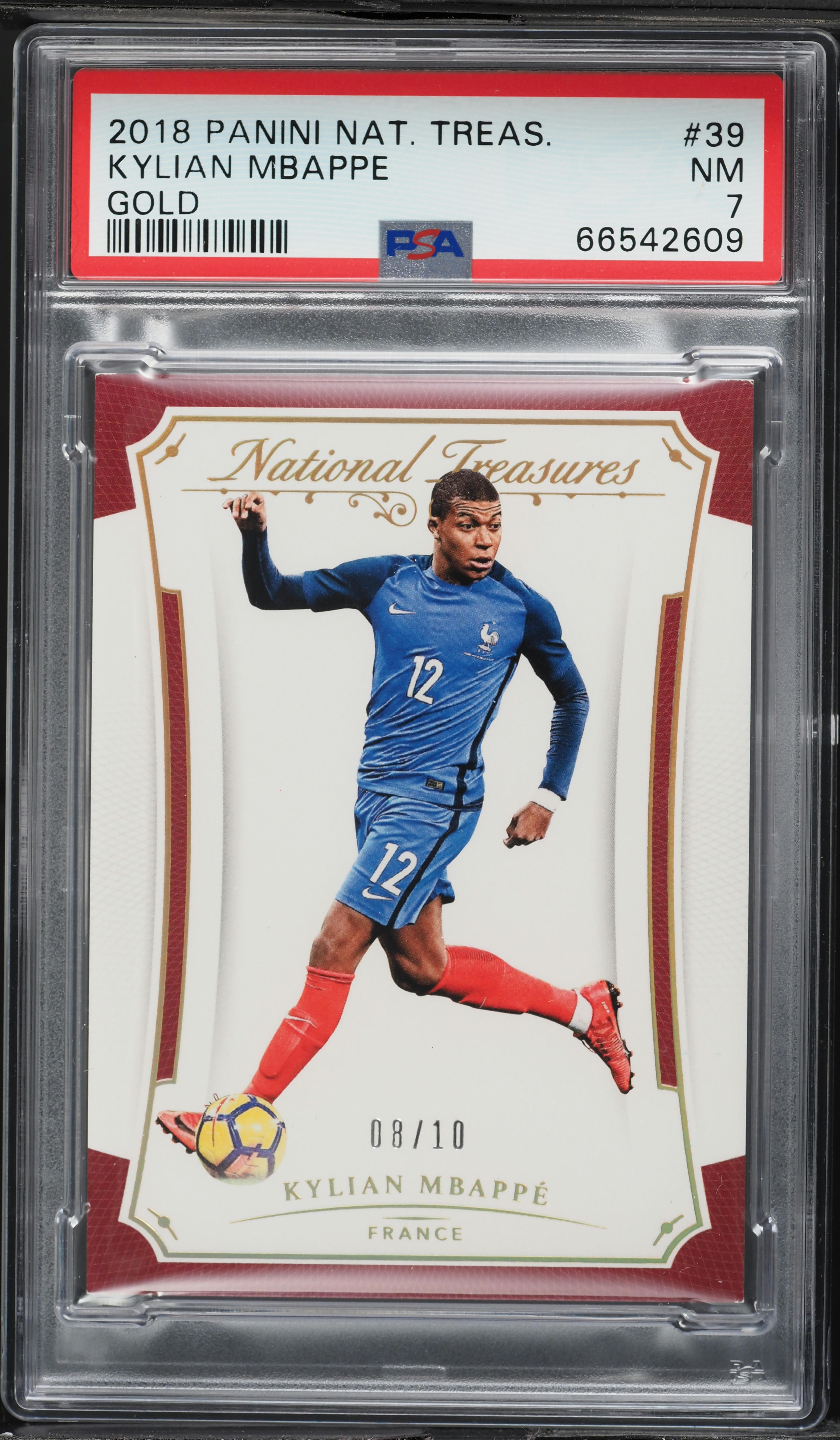 2018 National Treasures Gold Kylian Mbappe /10 #39 PSA 7 NRMT on
