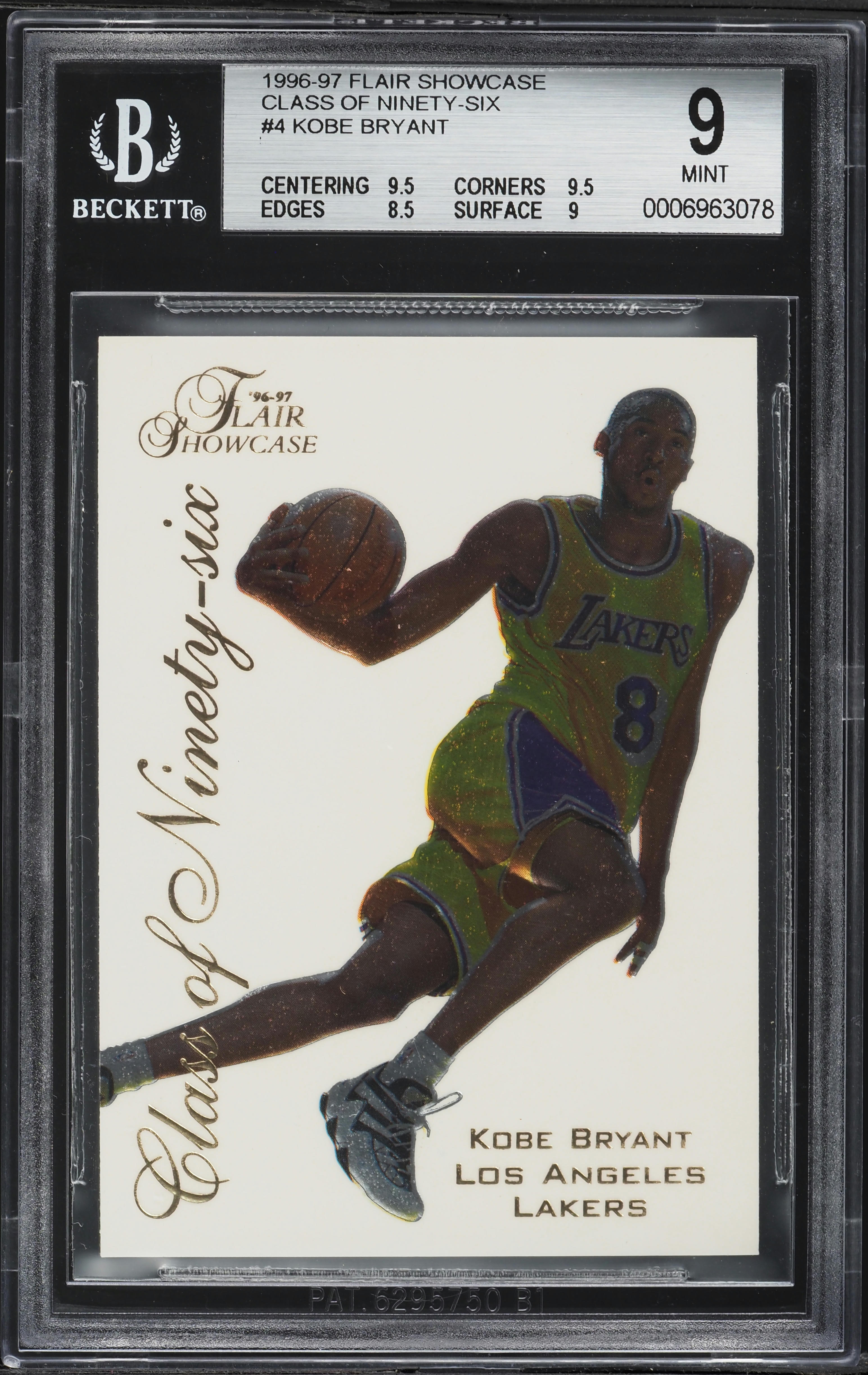 1996 Flair Showcase Class Of '96 Kobe Bryant ROOKIE #4 BGS 9 MINT