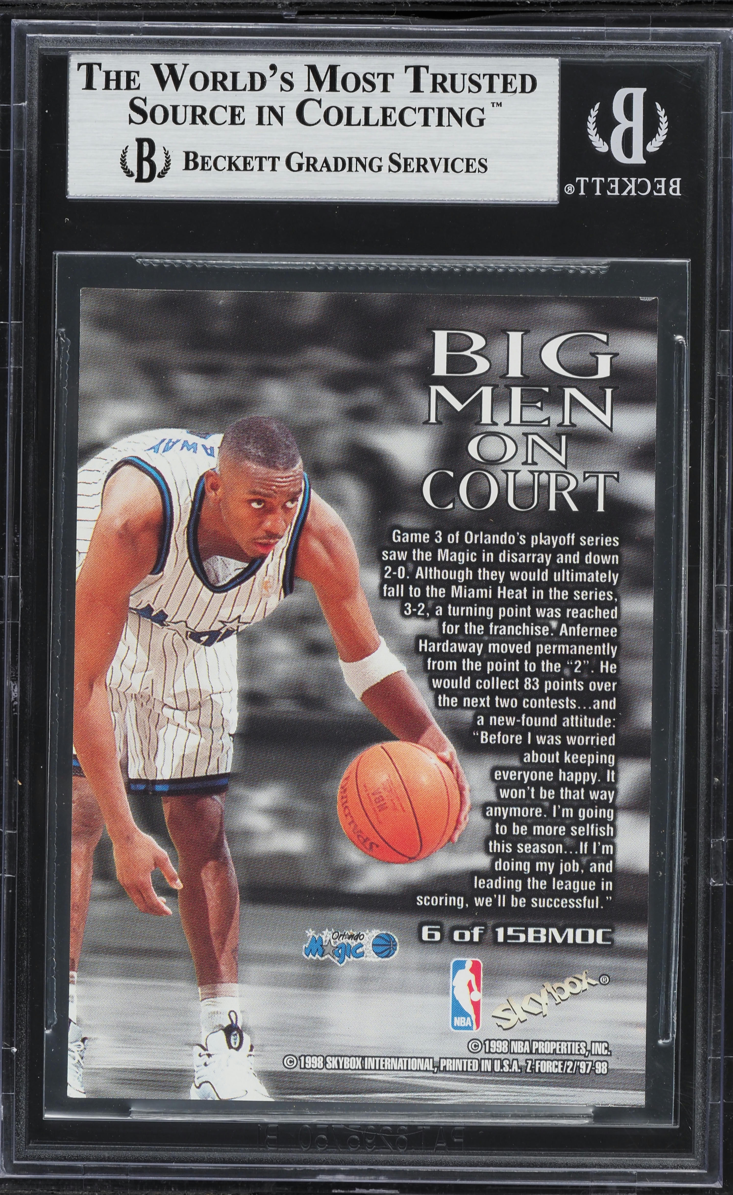 1997 Skybox Z-Force Big Men On Court Anfernee Hardaway #6 BGS 9
