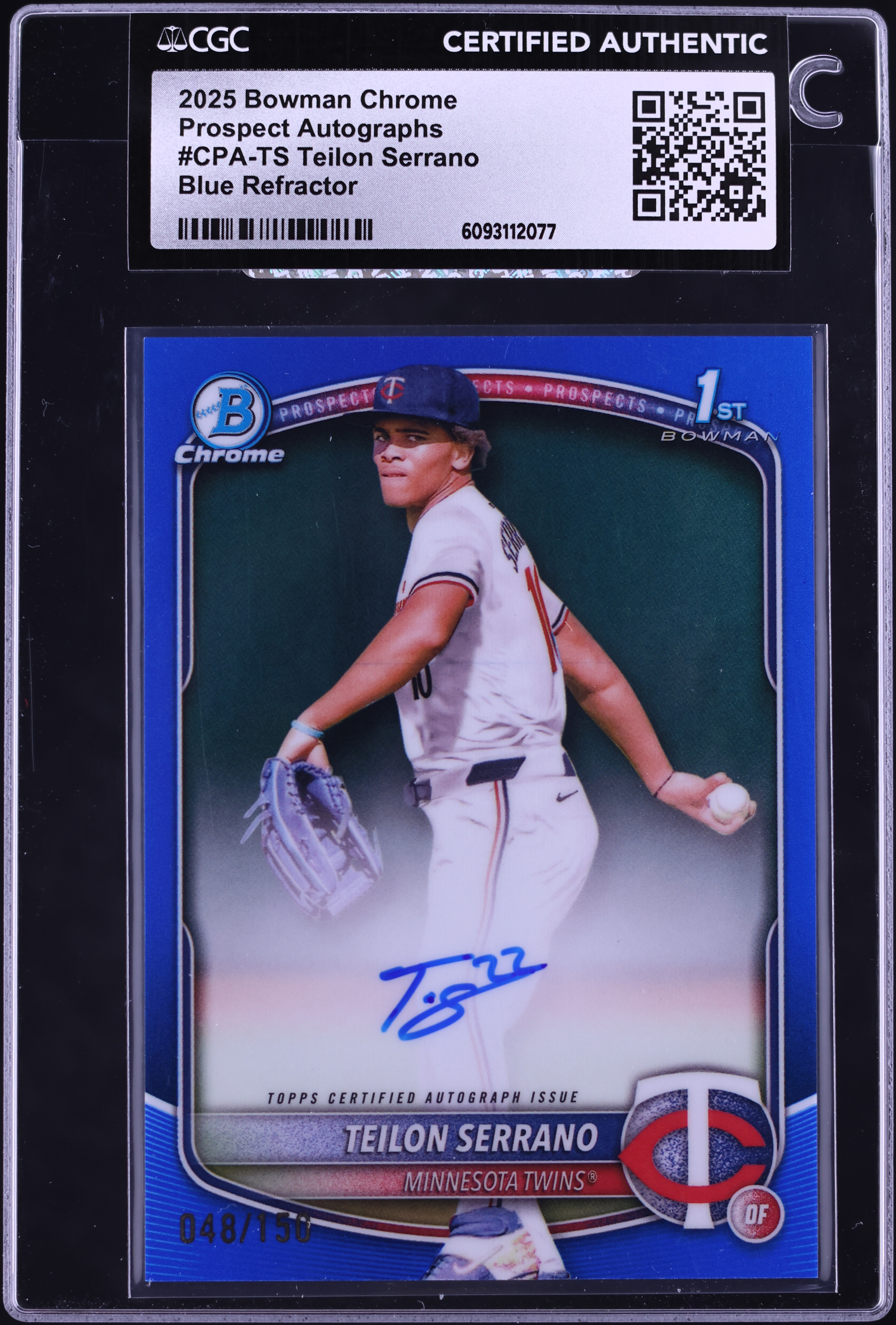 2025 Bowman Chrome Blue Refractor Teilon Serrano PROSPECT AUTO 