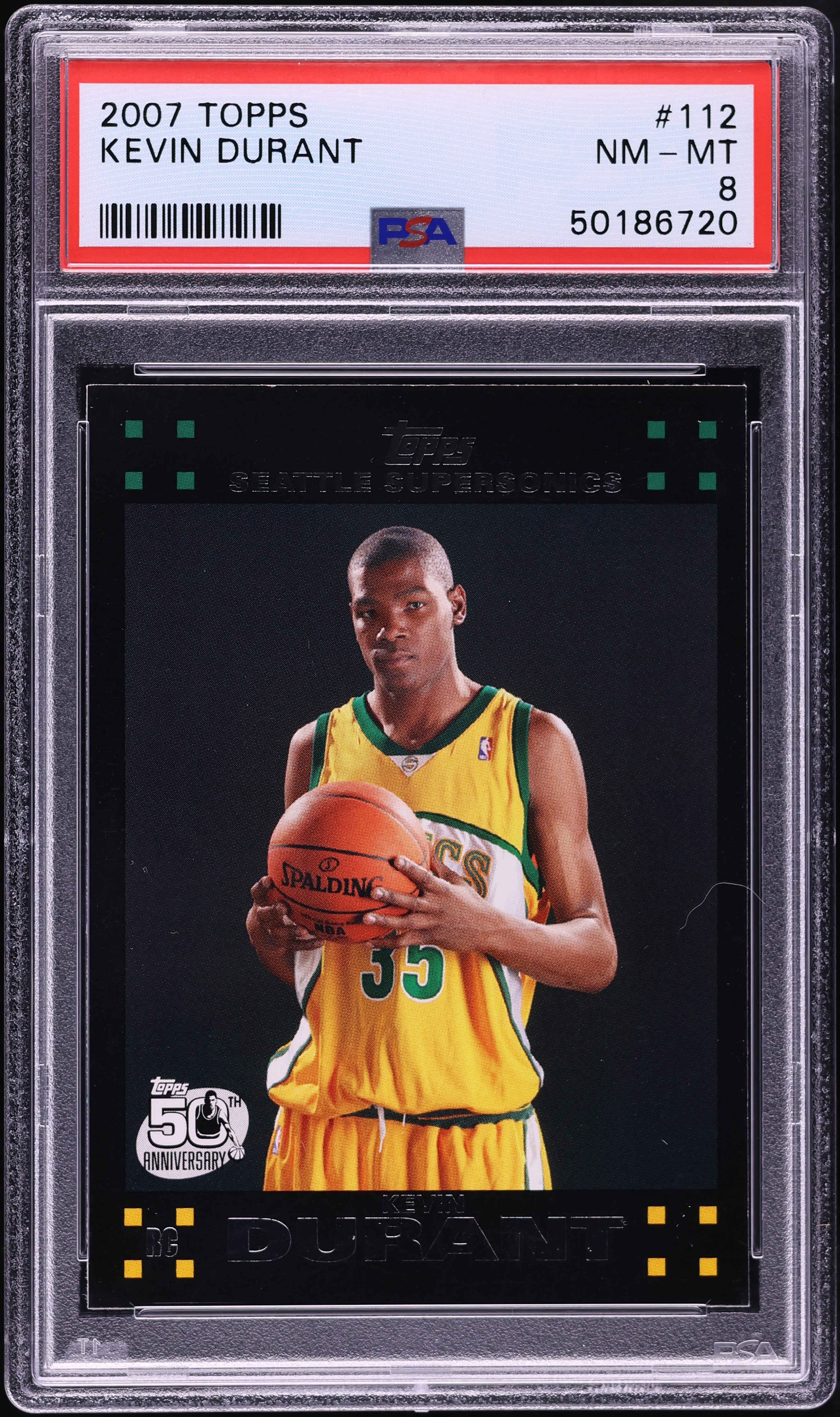 2007 Topps Basketball Kevin Durant ROOKIE #112 PSA 8 NM-MT on