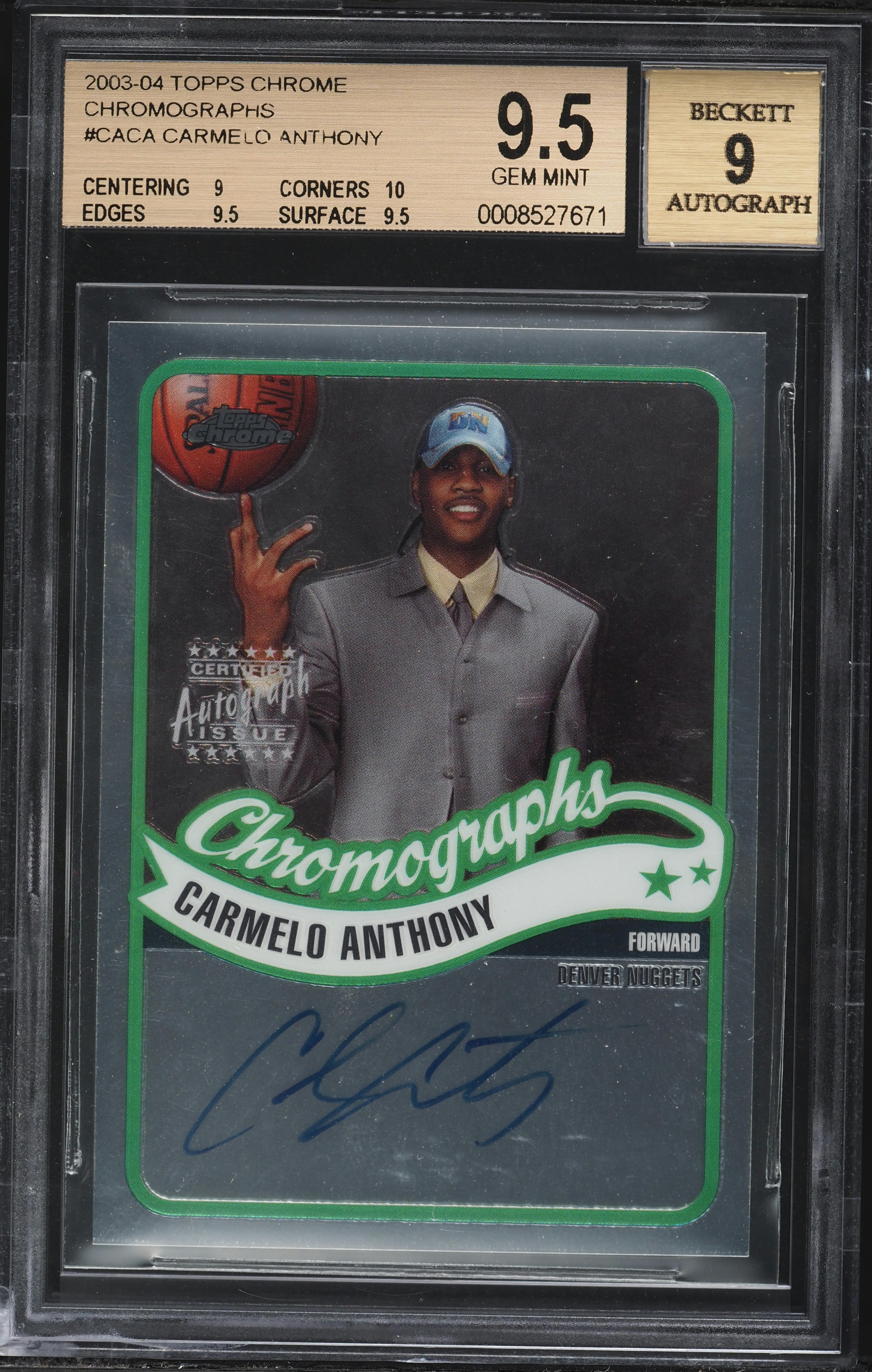 2003 Topps Chrome Chromographs Carmelo Anthony ROOKIE AUTO #CA-CA