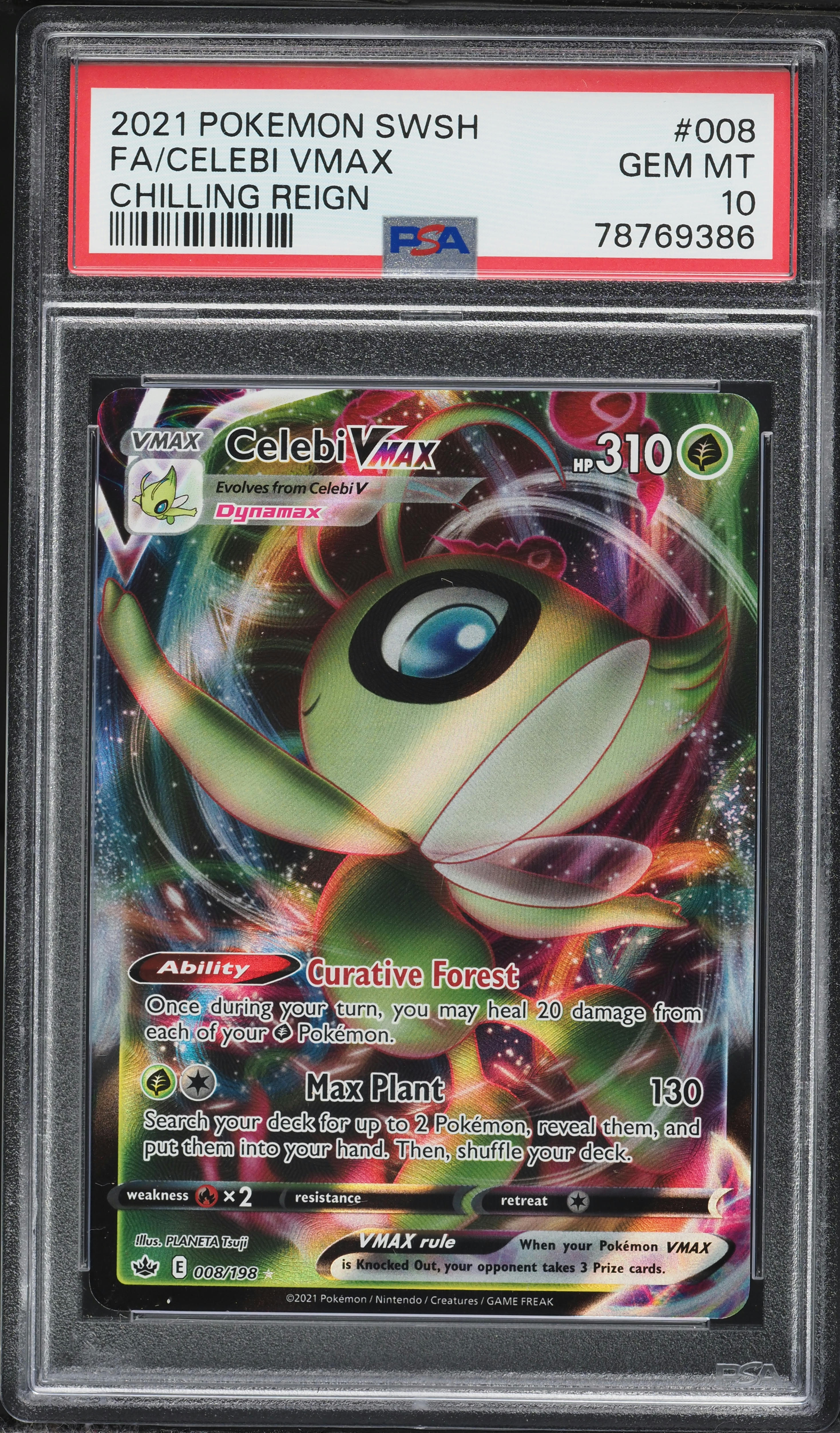 2021 Pokemon Sword & Shield Chilling Reign Alt Art Celebi VMAX #8 PSA 10  GEM MINT on Fanatics Collect