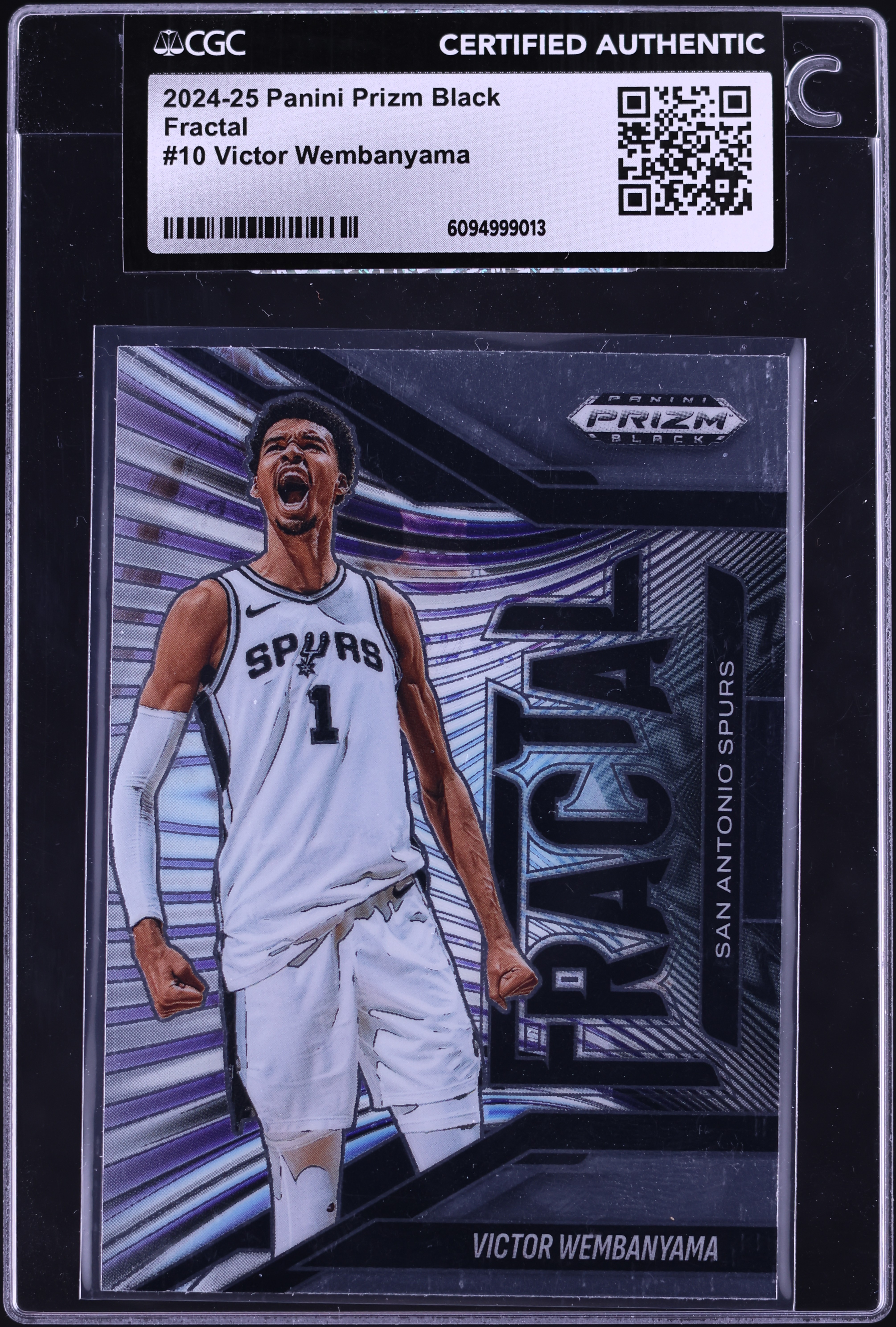 2024 Panini Prizm Black Fractal Victor Wembanyama #10 CGC AUTH on