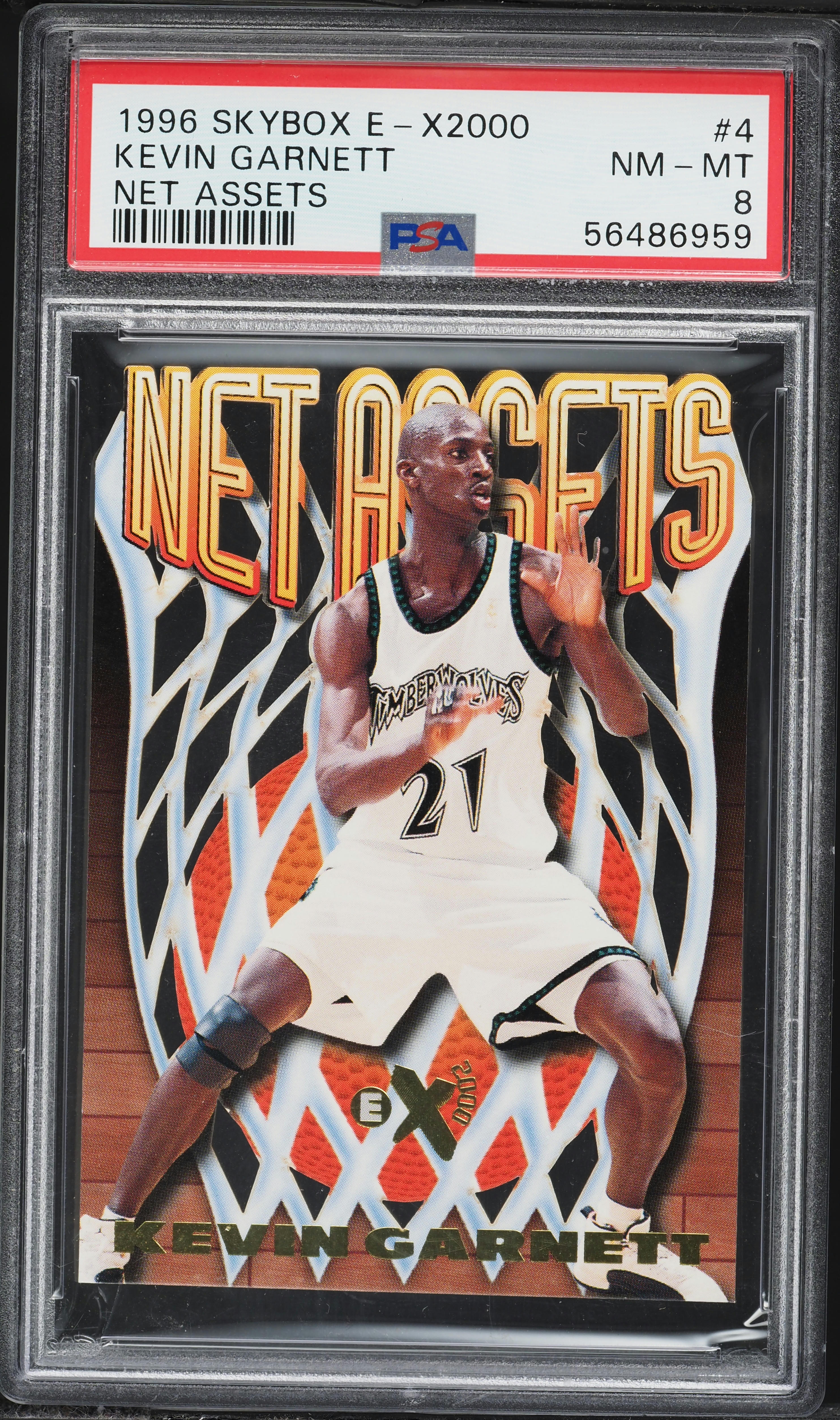 1996 Skybox E-X2000 Net Assets Kevin Garnett #4 PSA 8 NM-MT on